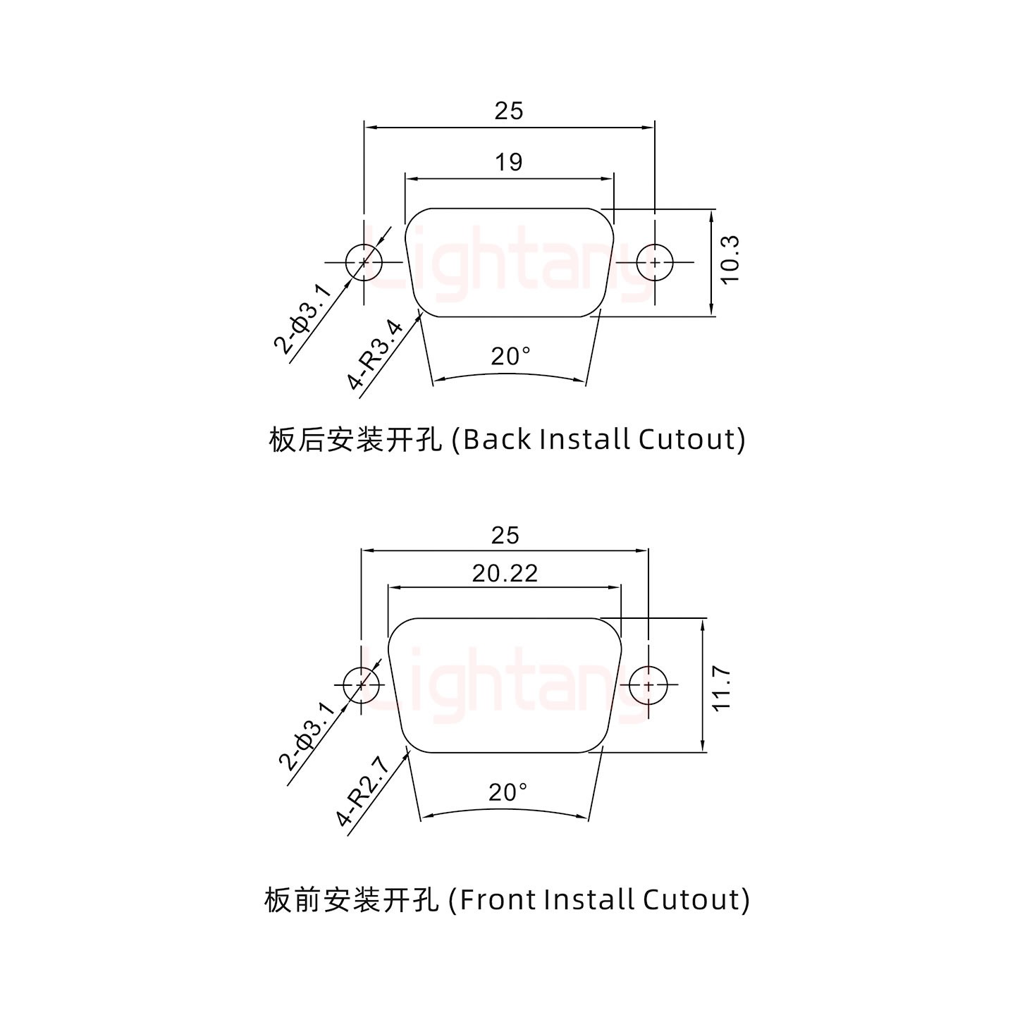 5W1公短体焊线/光孔/大电流40A