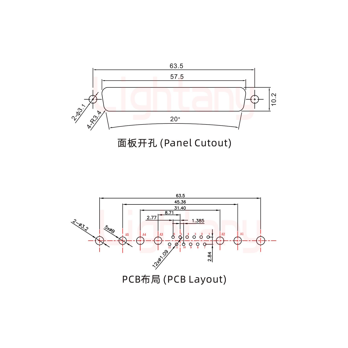 17W5母PCB直插板/铆鱼叉7.0/大电流30A