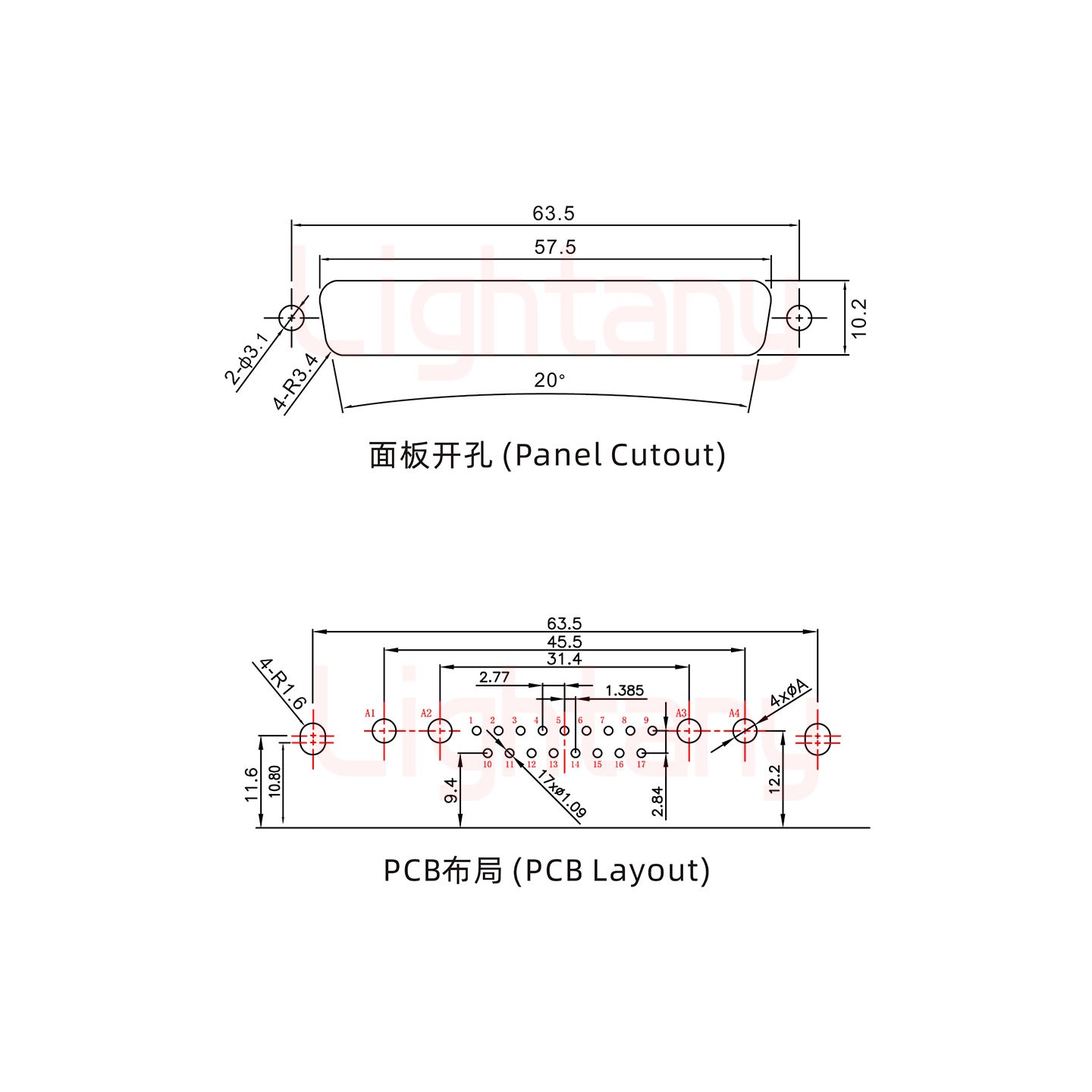 21W4公PCB弯插板/铆支架10.8/大电流30A