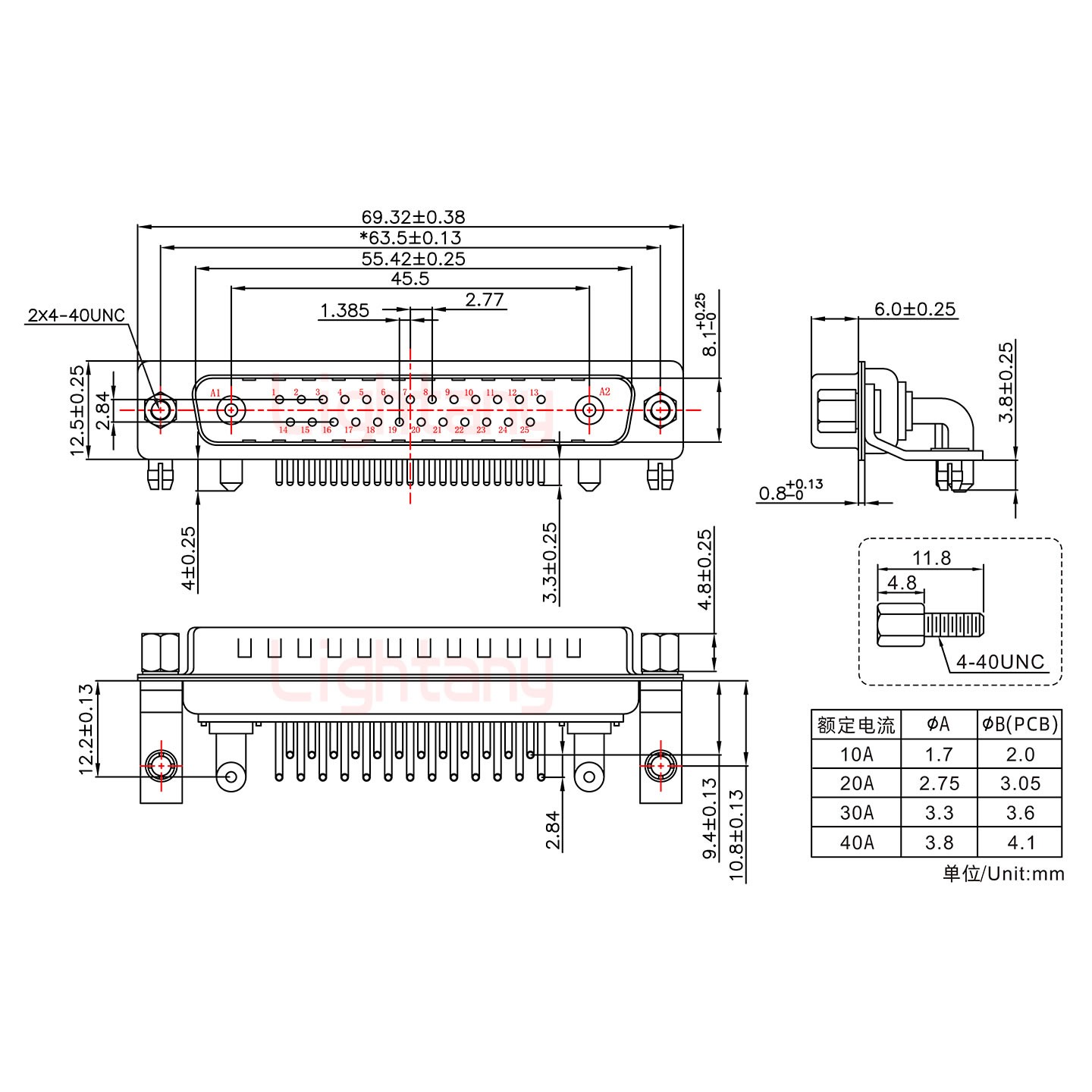 27W2公PCB弯插板/铆支架10.8/大电流20A