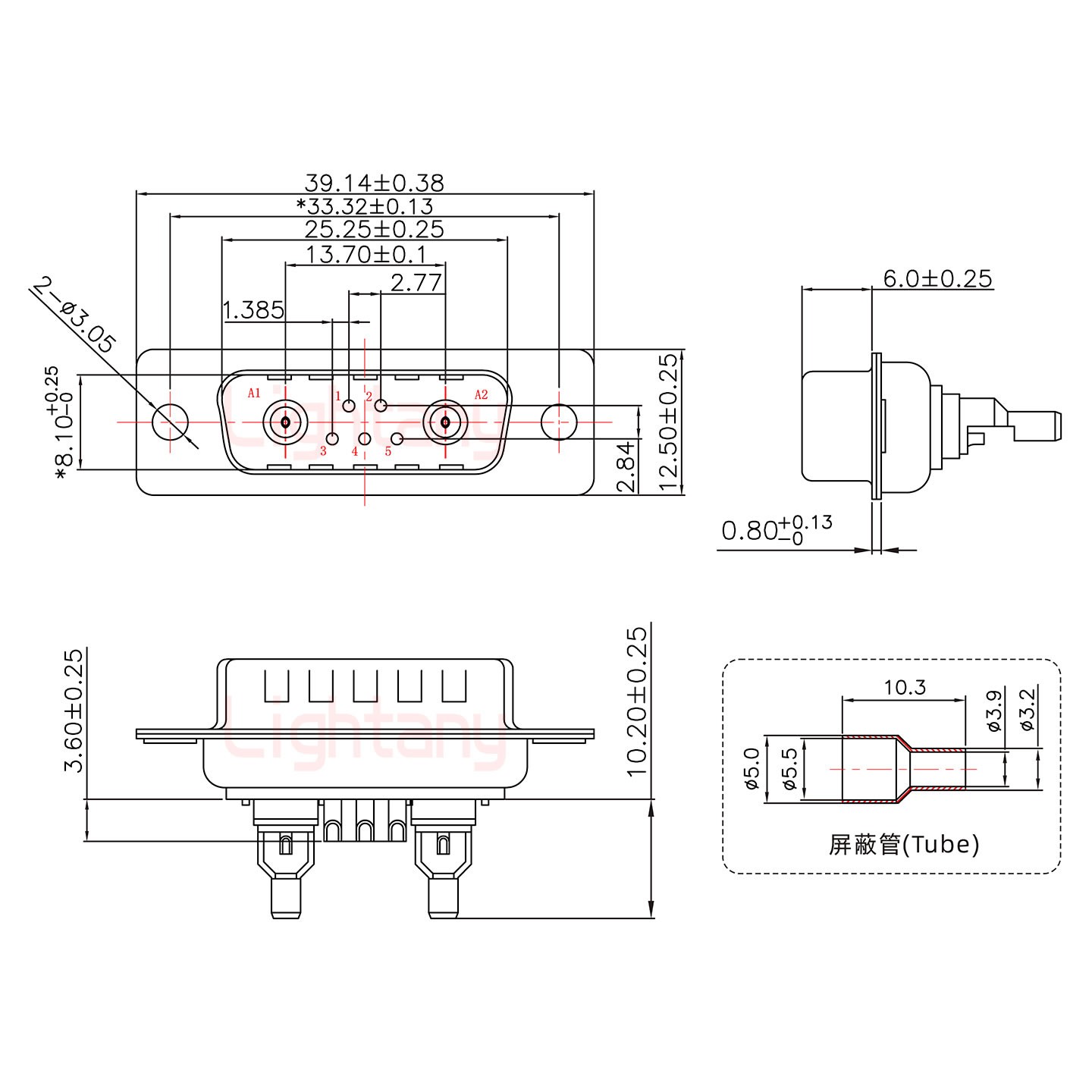 7W2公焊线式75欧姆+15P金属外壳1679斜出线4~12mm