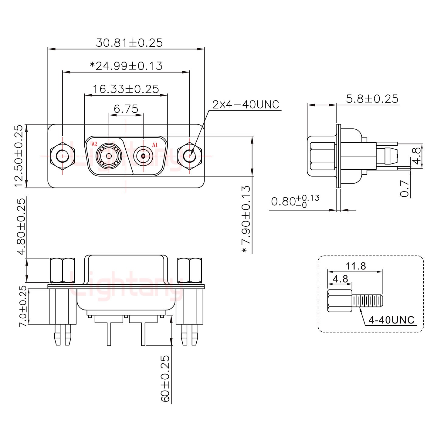 2V2母PCB直插板/铆鱼叉7.0/射频同轴75欧姆