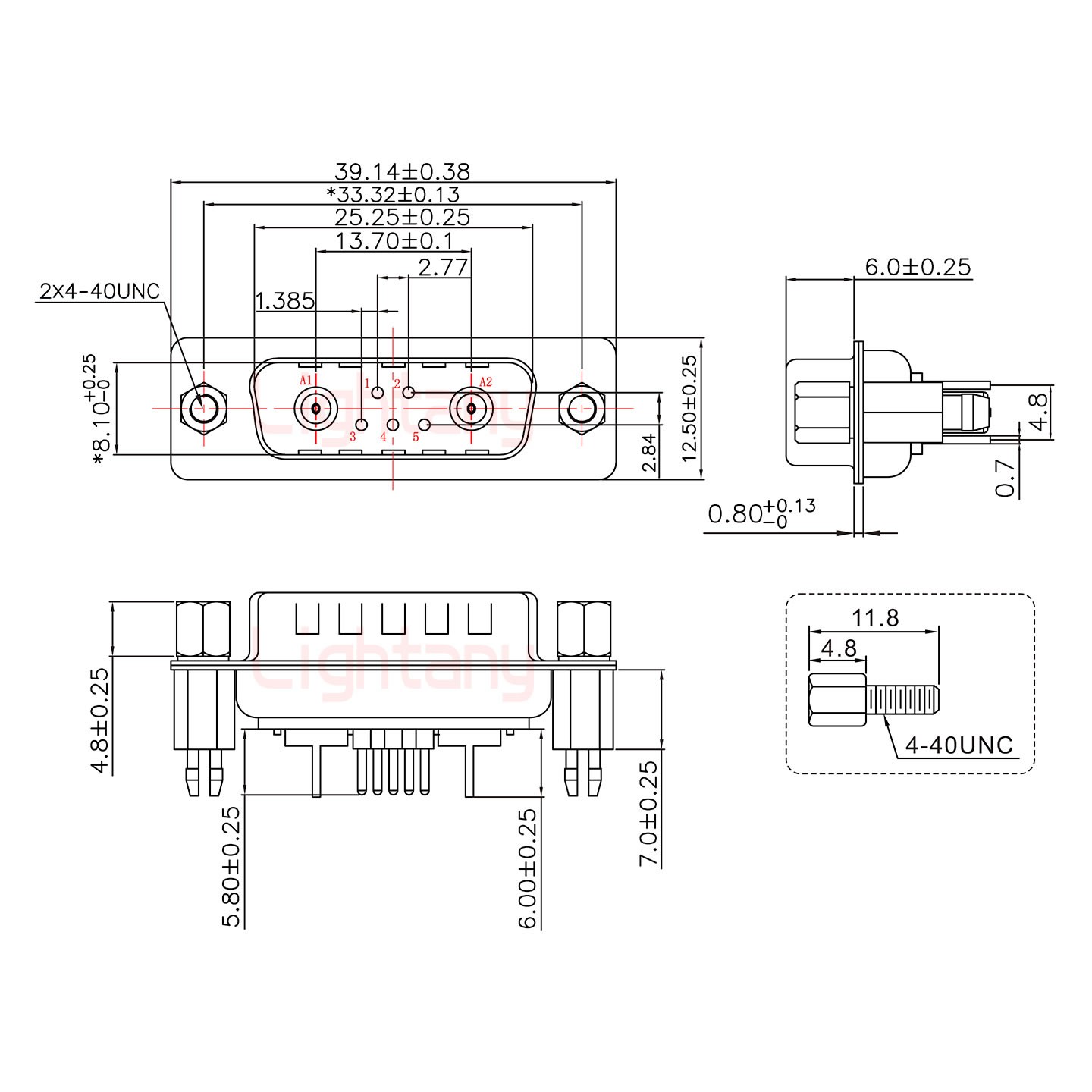 7W2公PCB直插板/铆鱼叉7.0/射频同轴75欧姆