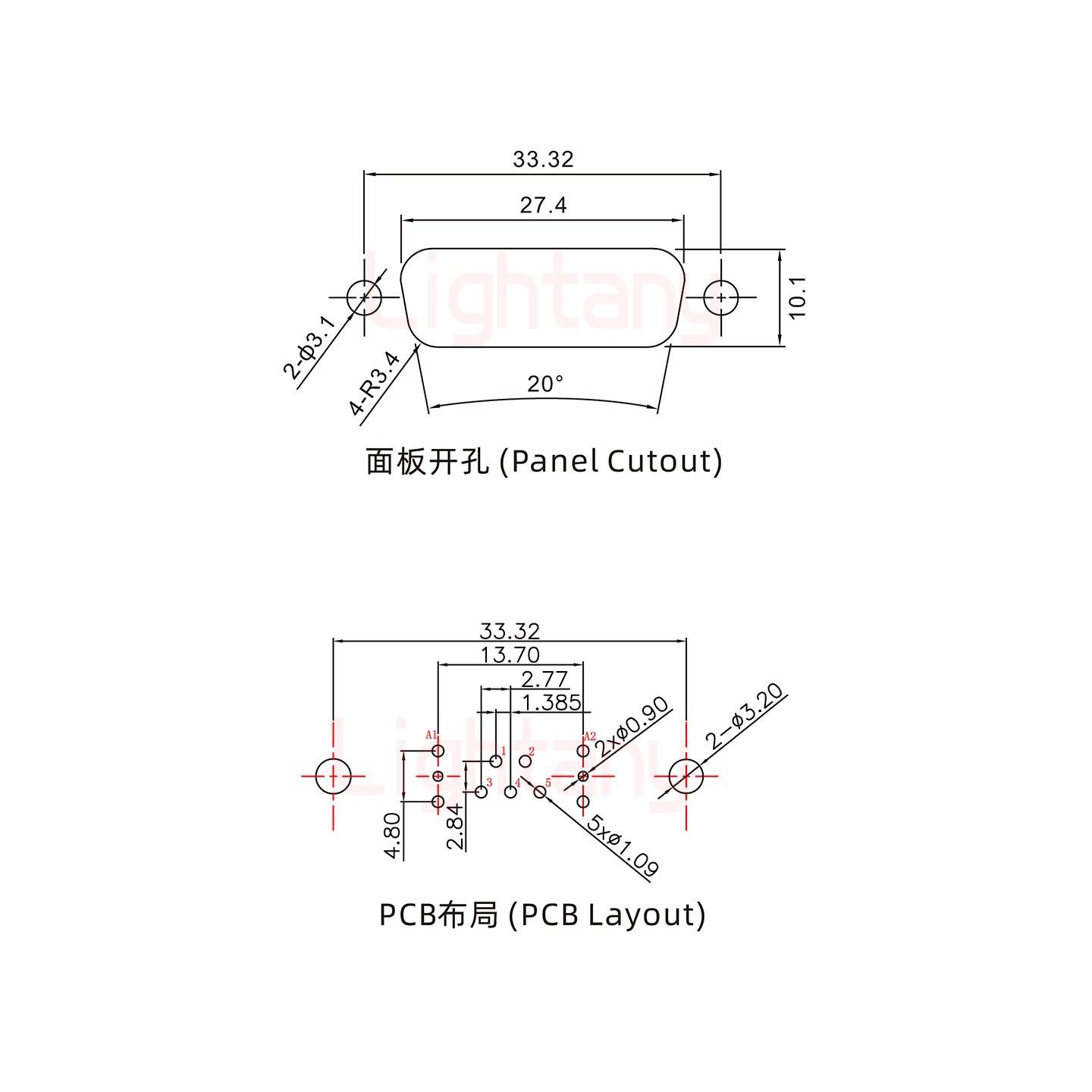 7W2公PCB直插板/铆鱼叉7.0/射频同轴75欧姆