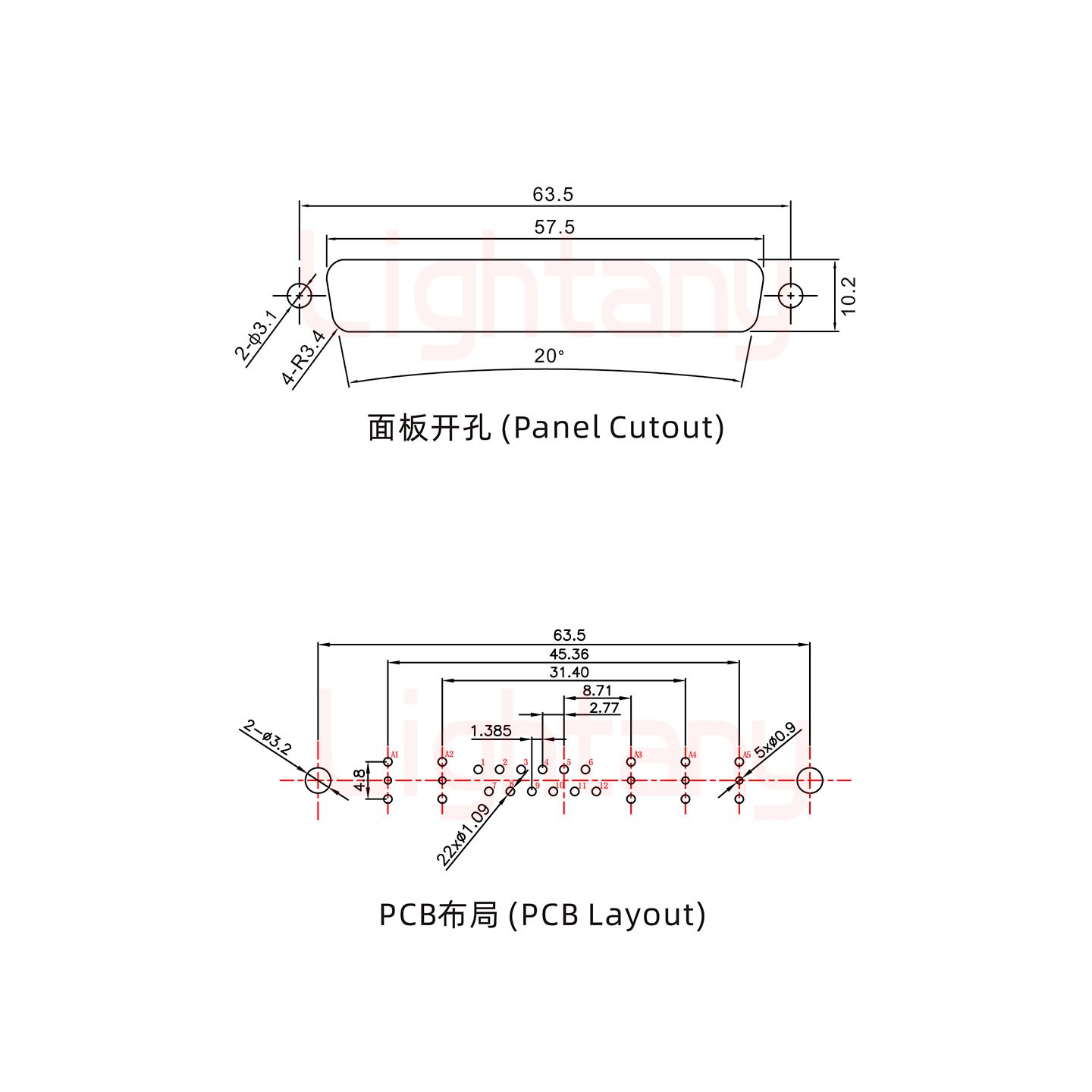 17W5公PCB直插板/铆鱼叉7.0/射频同轴50欧姆