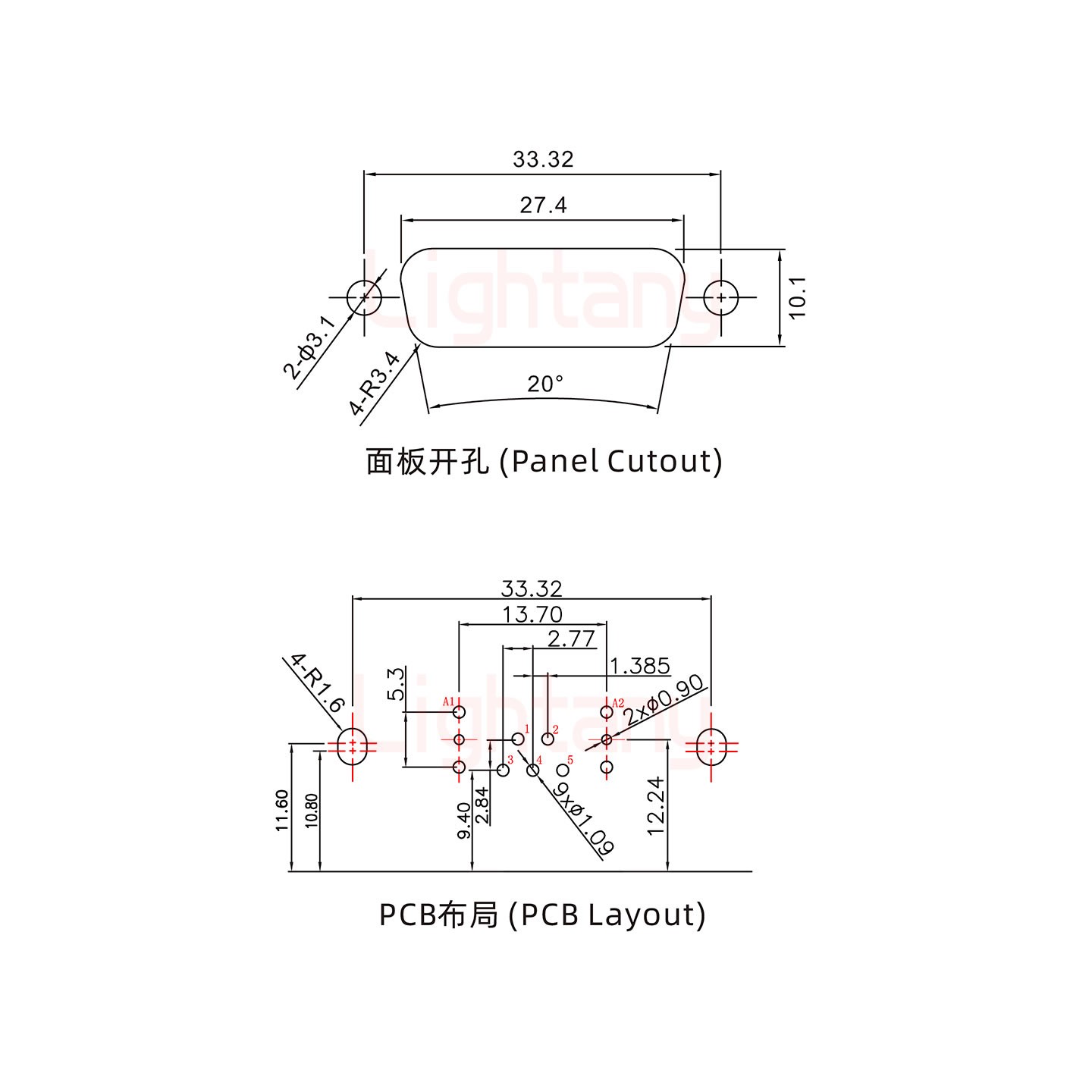 7W2公PCB弯插板/铆支架10.8/射频同轴75欧姆