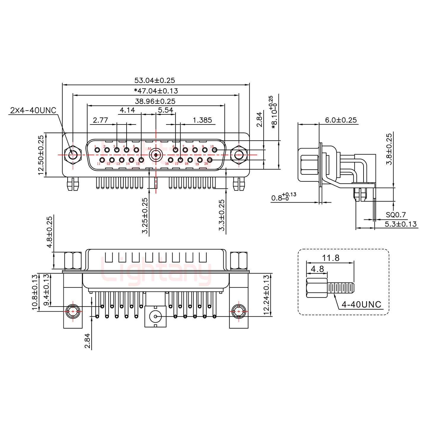 21W1公PCB弯插板/铆支架10.8/射频同轴75欧姆