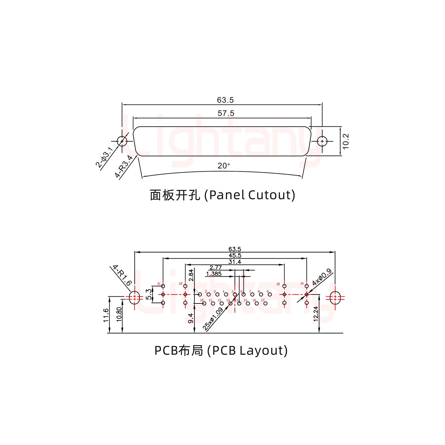 21W4公PCB弯插板/铆支架10.8/射频同轴75欧姆