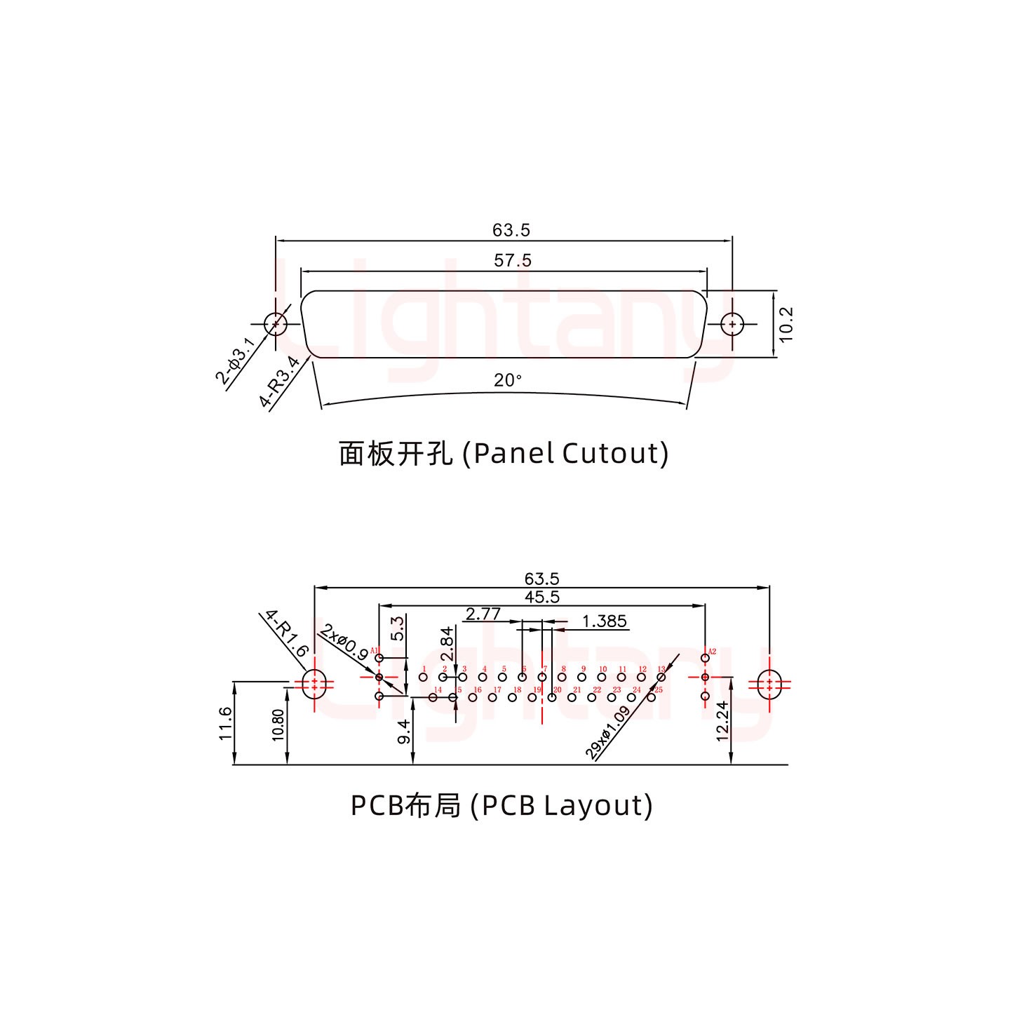 27W2公PCB弯插板/铆支架10.8/射频同轴75欧姆