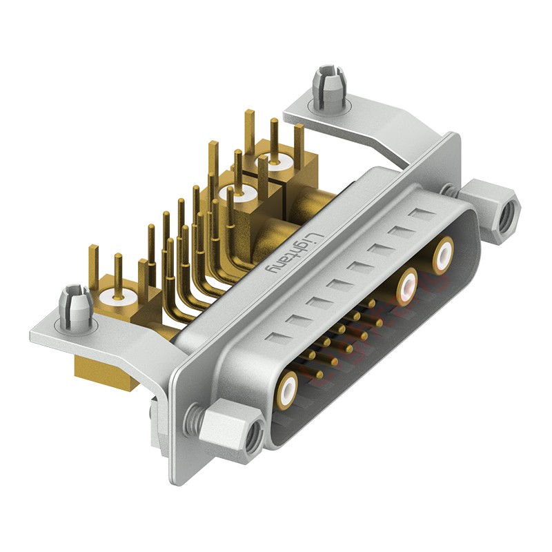 13W3公PCB弯插板/铆支架11.6/射频同轴50欧姆