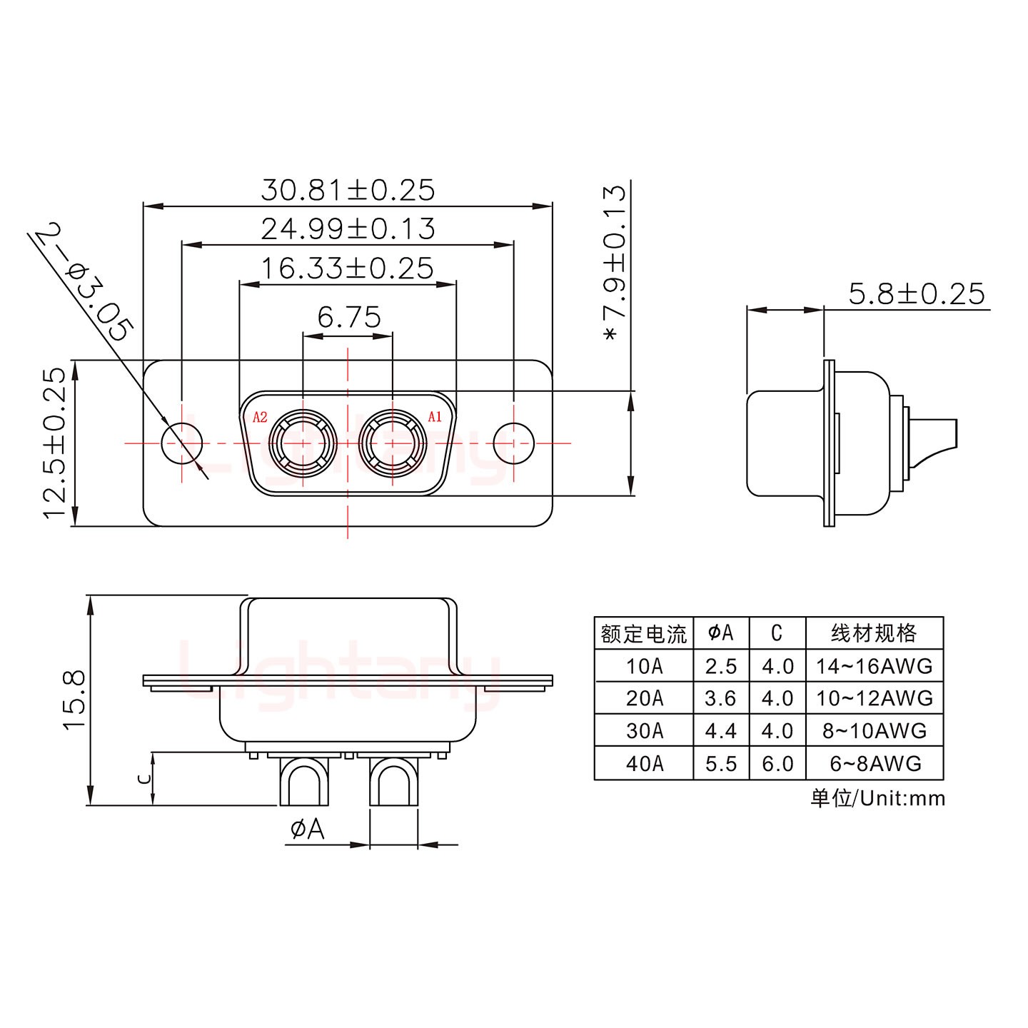 2W2母短体焊线20A+9P金属外壳424弯出线4~12mm