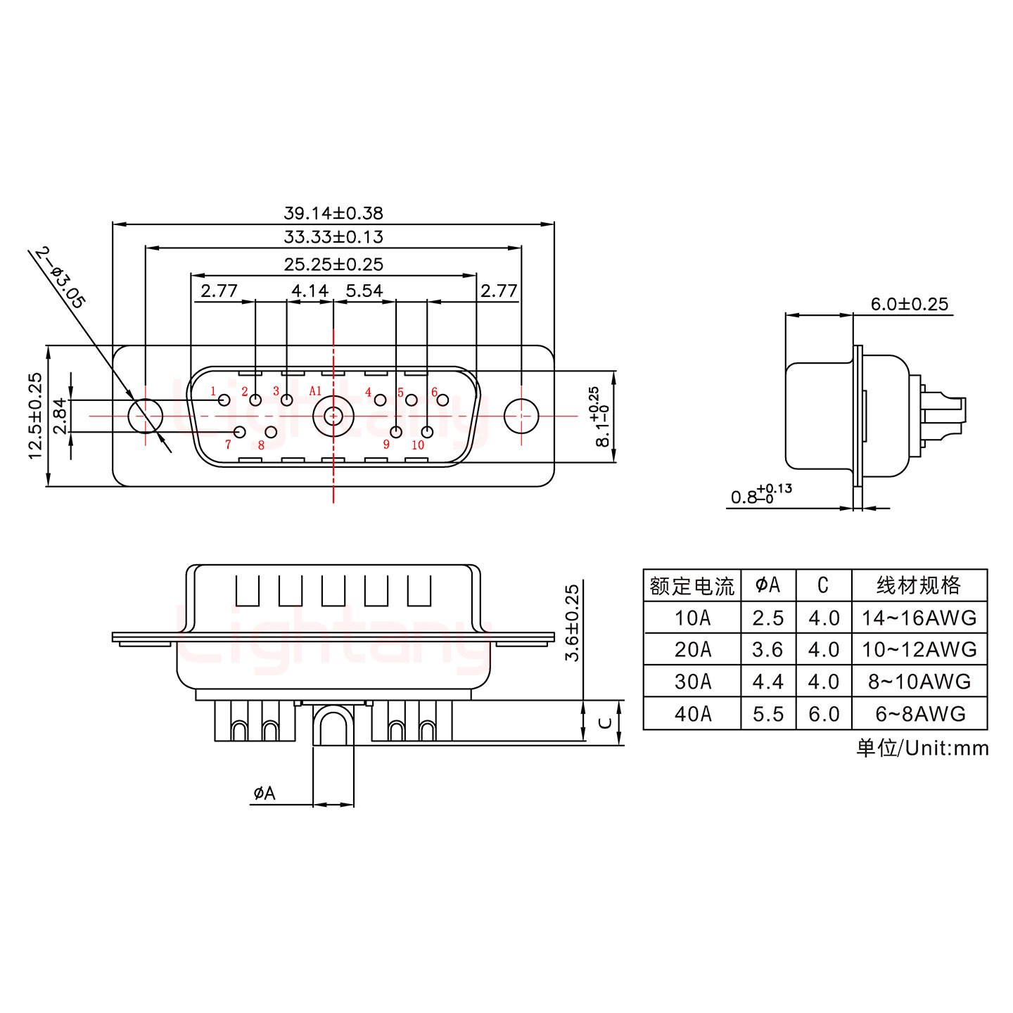 11W1公短体焊线10A+15P金属外壳1664直出线4~12mm