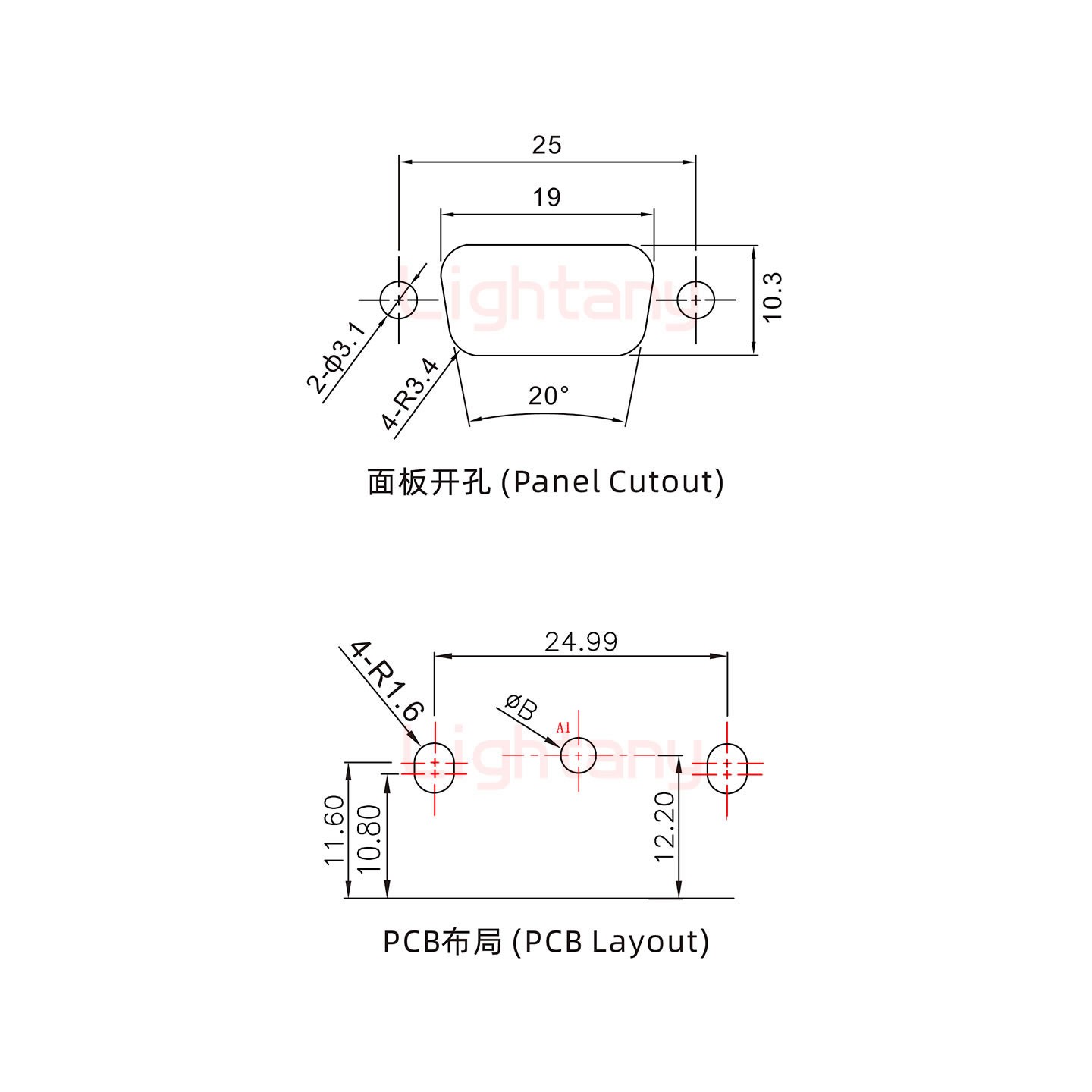 1W1公PCB弯插板/铆支架10.8/大电流40A