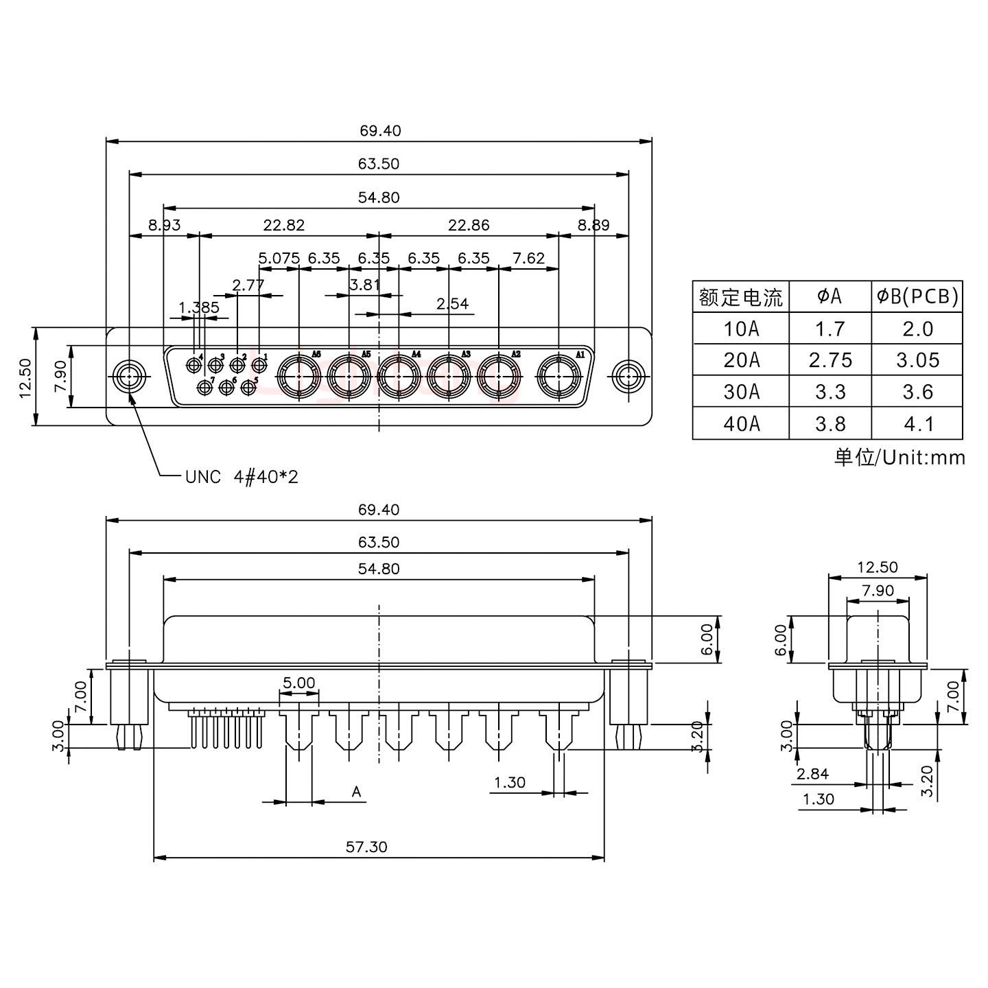 13W6B母PCB直插板/铆支架7.0/大电流40A