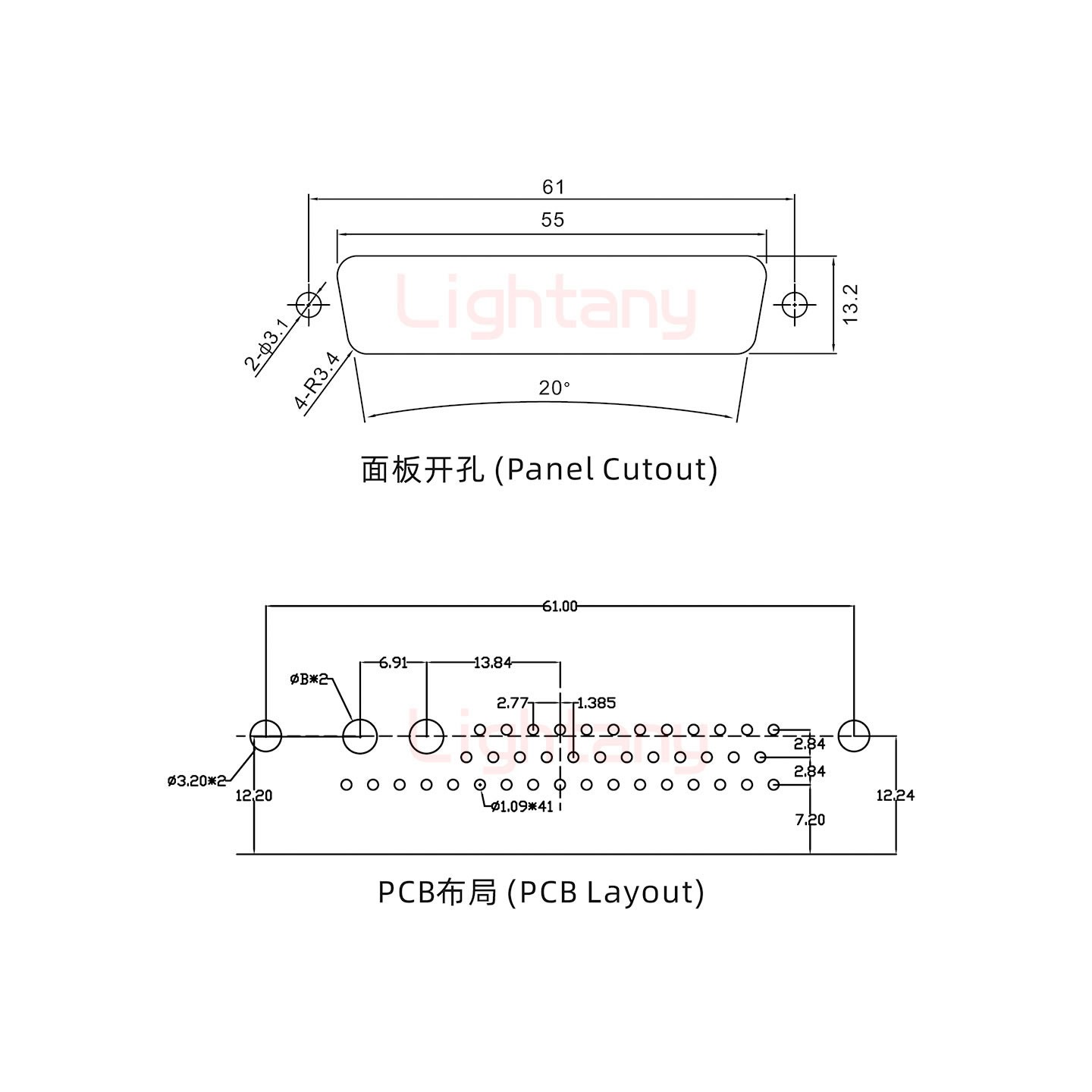 43W2母PCB弯插板/铆支架12.2/大电流20A