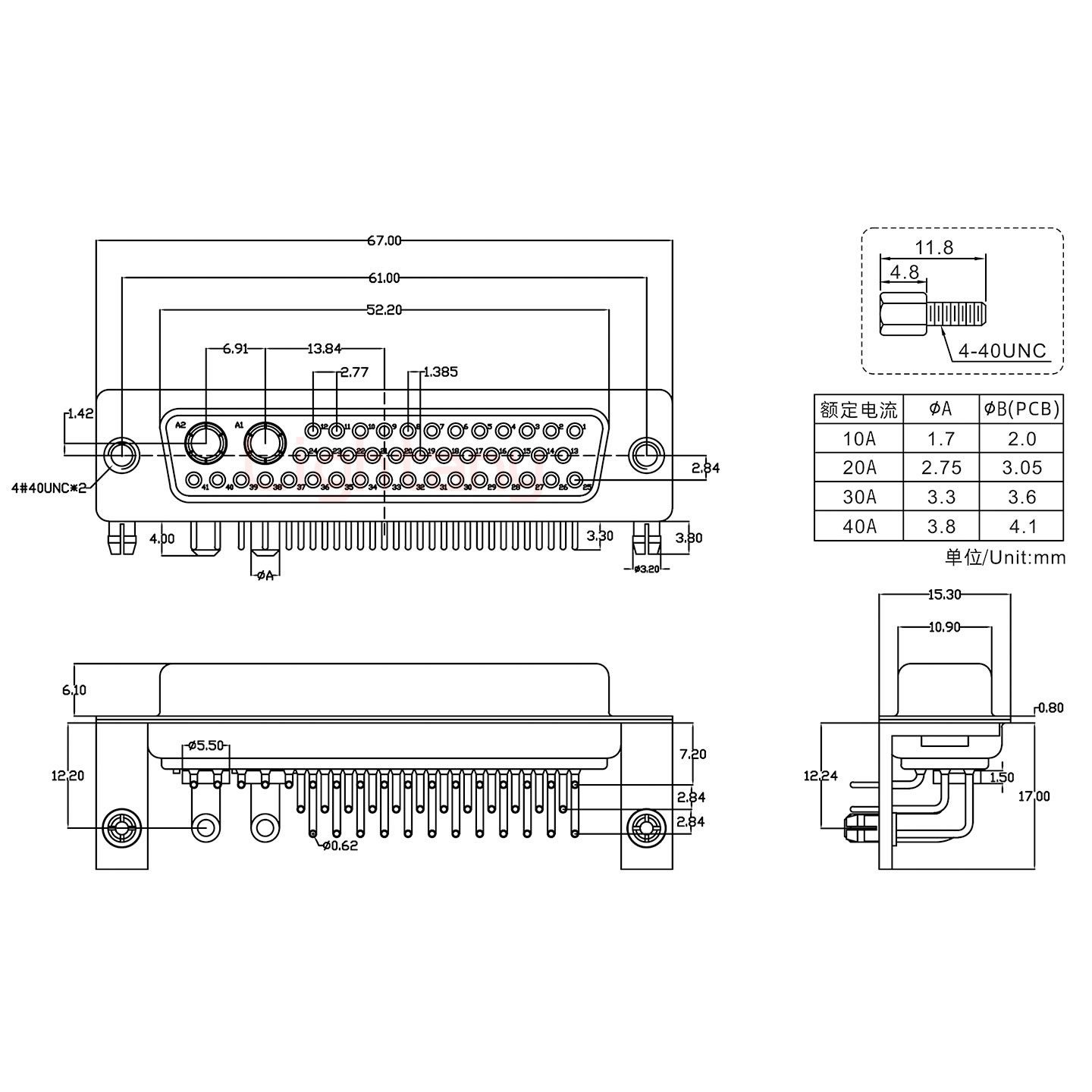 43W2母PCB弯插板/铆支架12.2/大电流10A