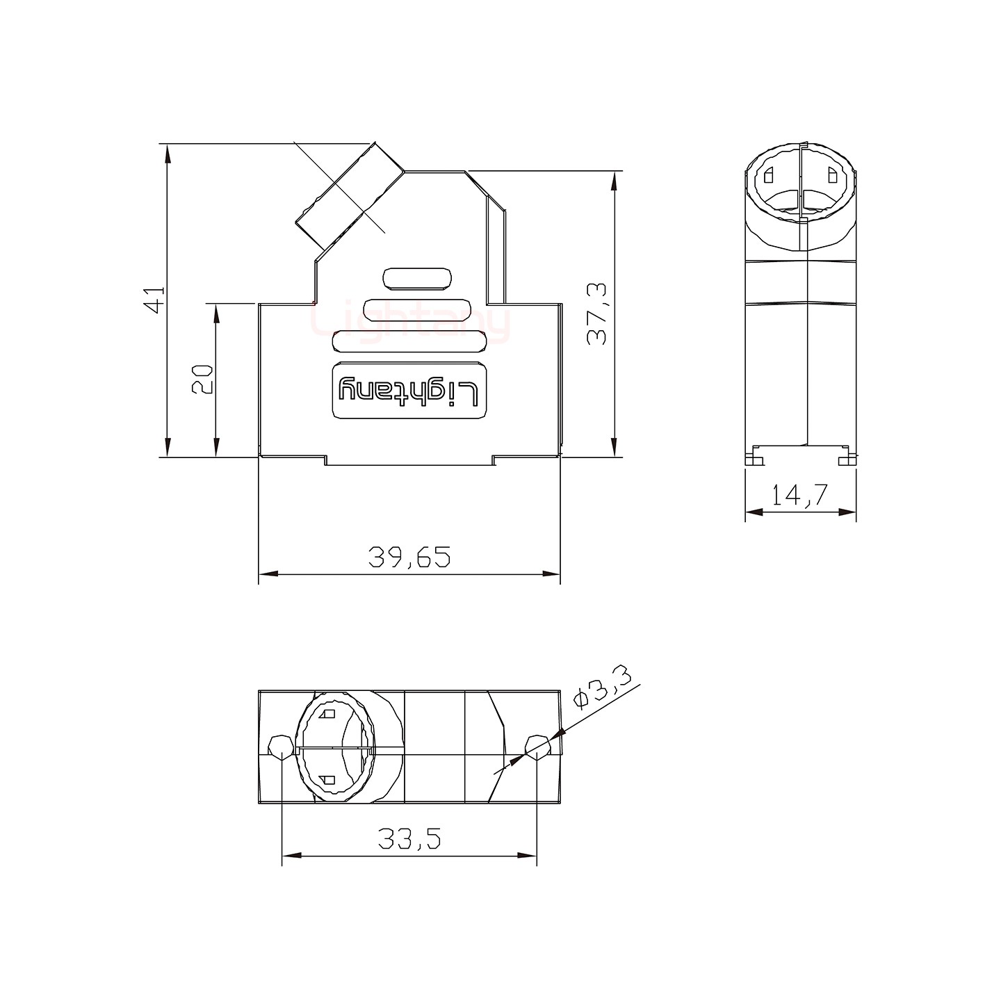 3V3母短体焊线40A+15P金属外壳1679斜出线4~12mm