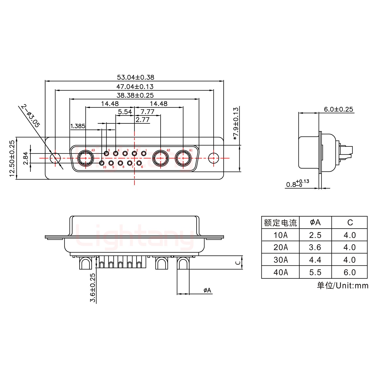 13W3母短体焊线40A+25P金属外壳1657直出线4~12mm