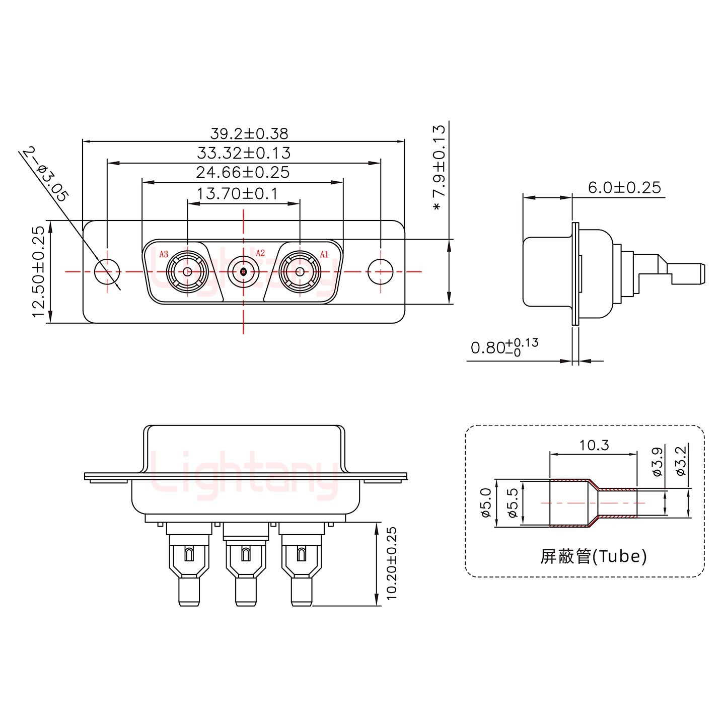 3V3母头焊线+防水接头/线径5~11mm/射频同轴50欧姆