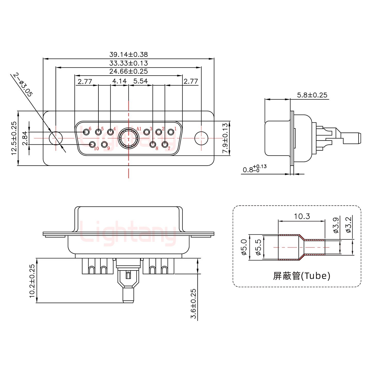 11W1母头焊线+防水接头/线径5~11mm/射频同轴50欧姆