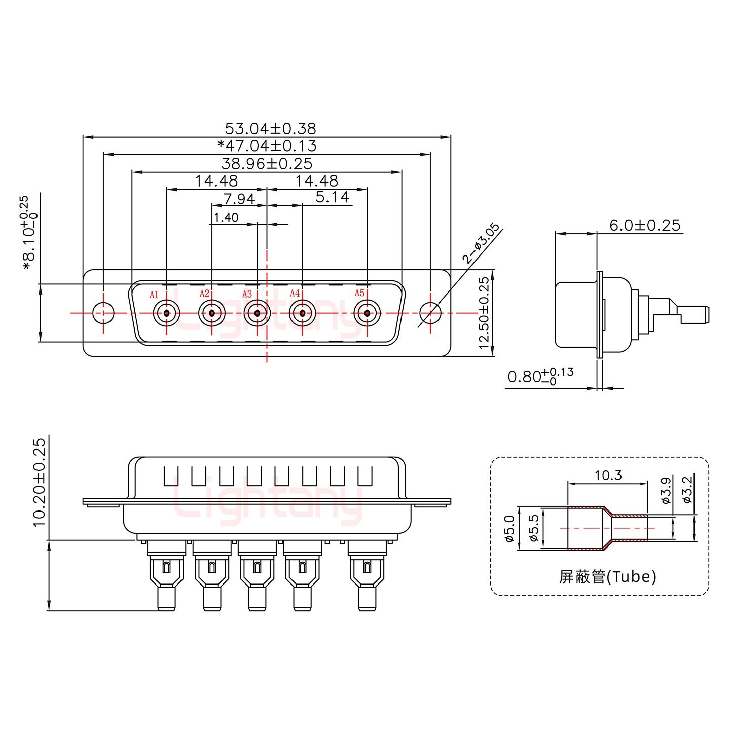 5W5公头焊线+防水接头/线径10~16mm/射频同轴75欧姆