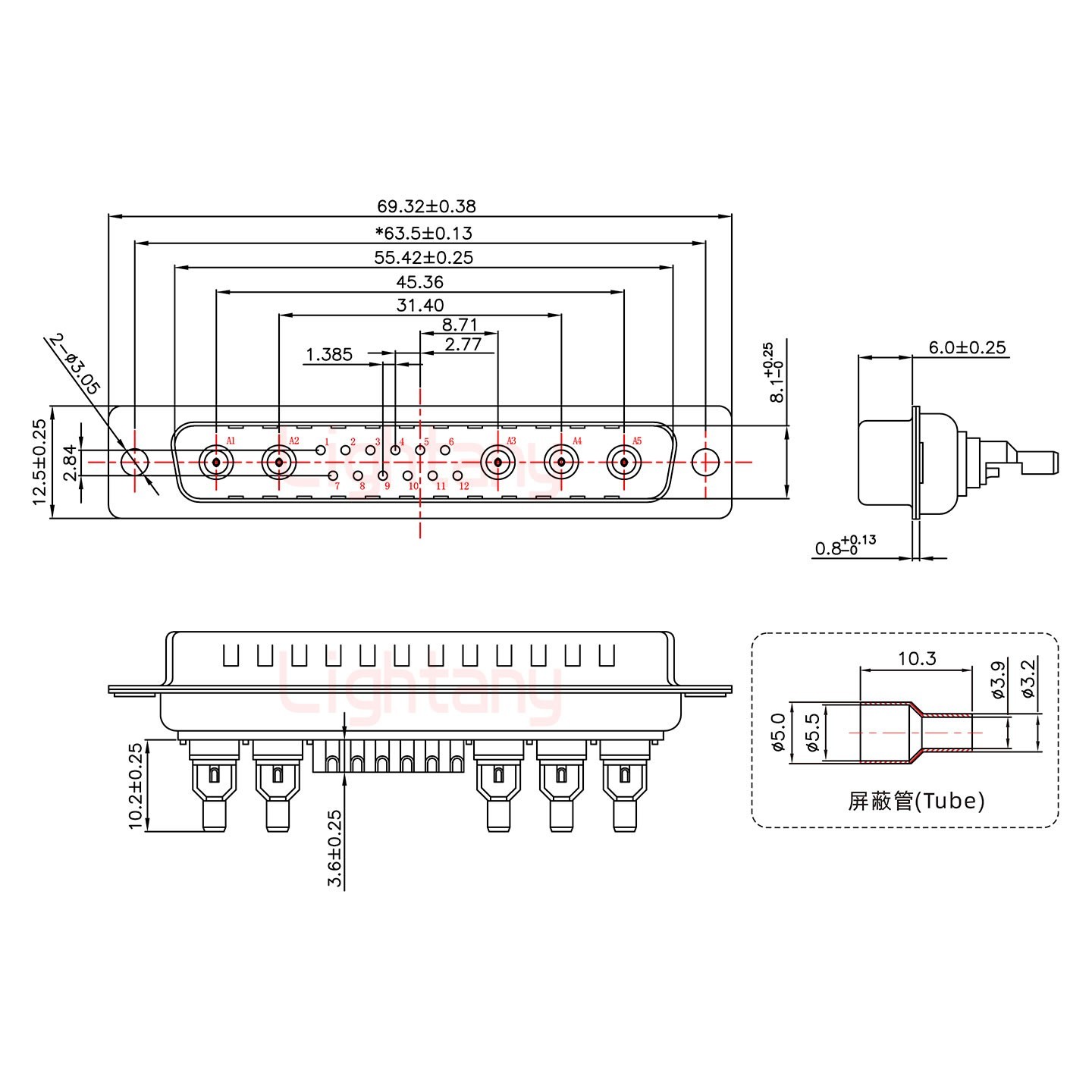 17W5公头焊线+防水接头/线径10~16mm/射频同轴50欧姆