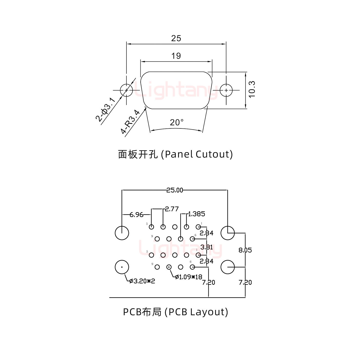 DR9 母对母 间距15.88 车针双胞胎 D-SUB连接器