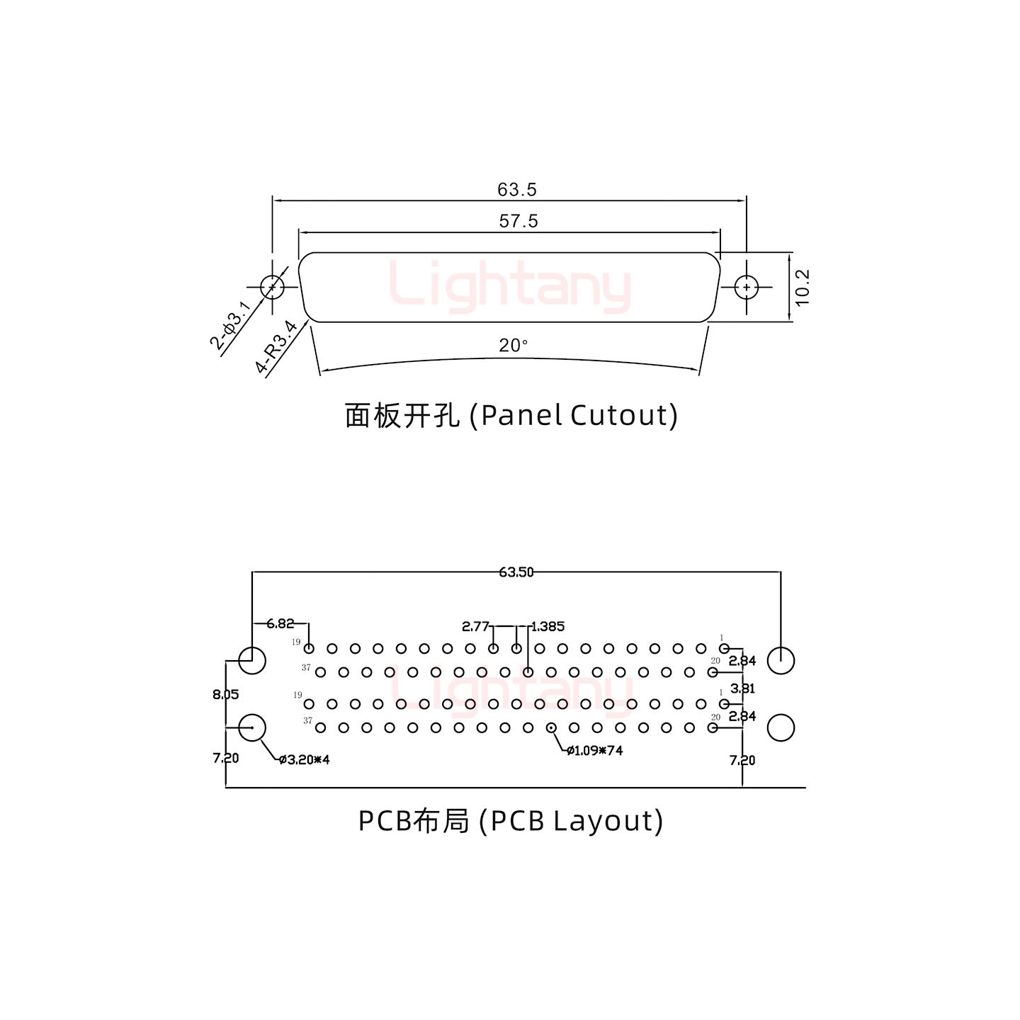 DR37 母对母 间距15.88车针双胞胎 D-SUB连接器