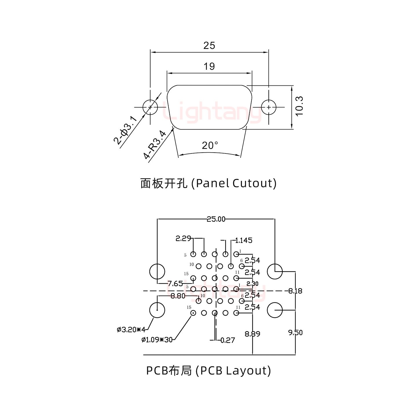 HDR15 母对母 间距19.05车针双胞胎 D-SUB连接器