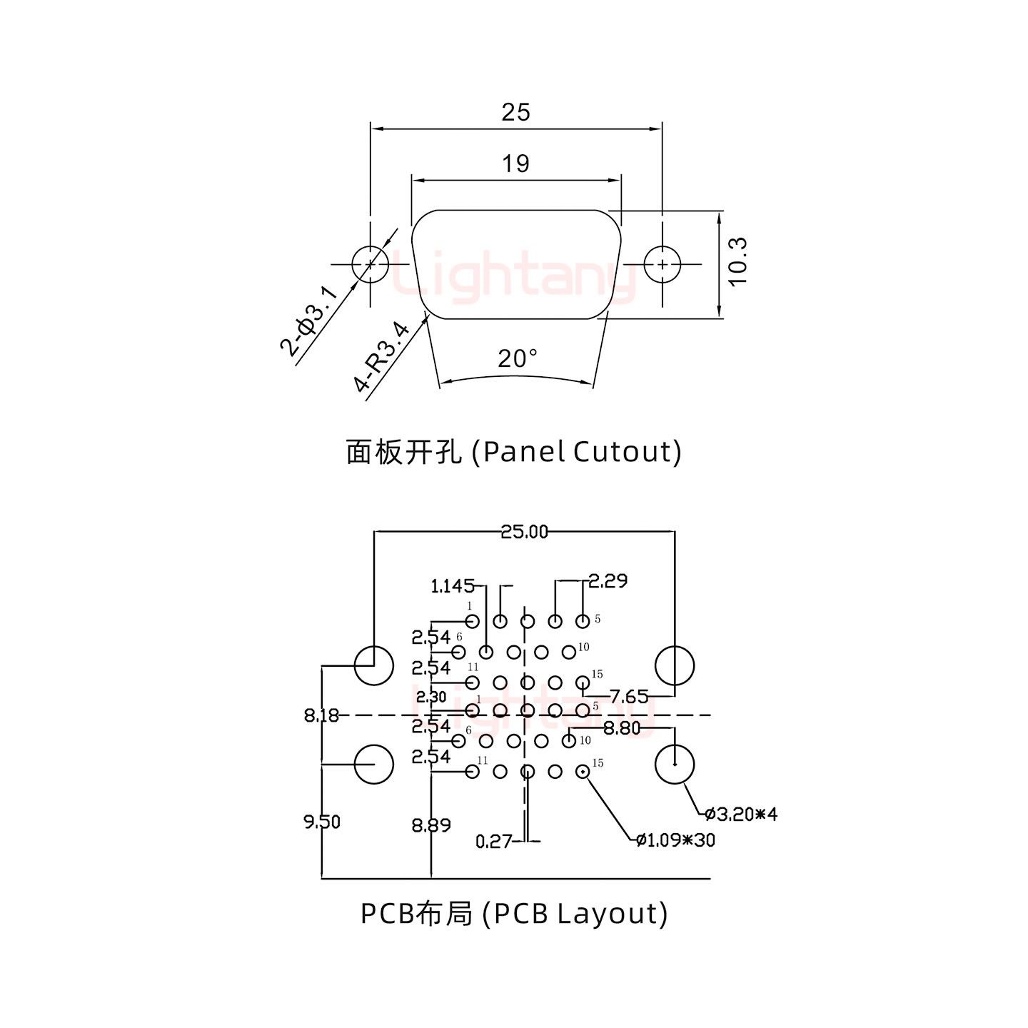 HDR15 公对公 间距15.88车针双胞胎 D-SUB连接器