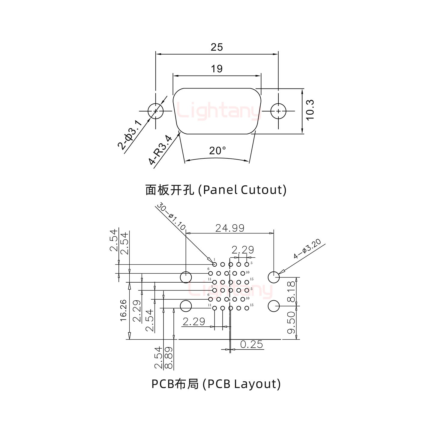 HDR15公对公 间距19.05 双胞胎冲针 D-SUB连接器