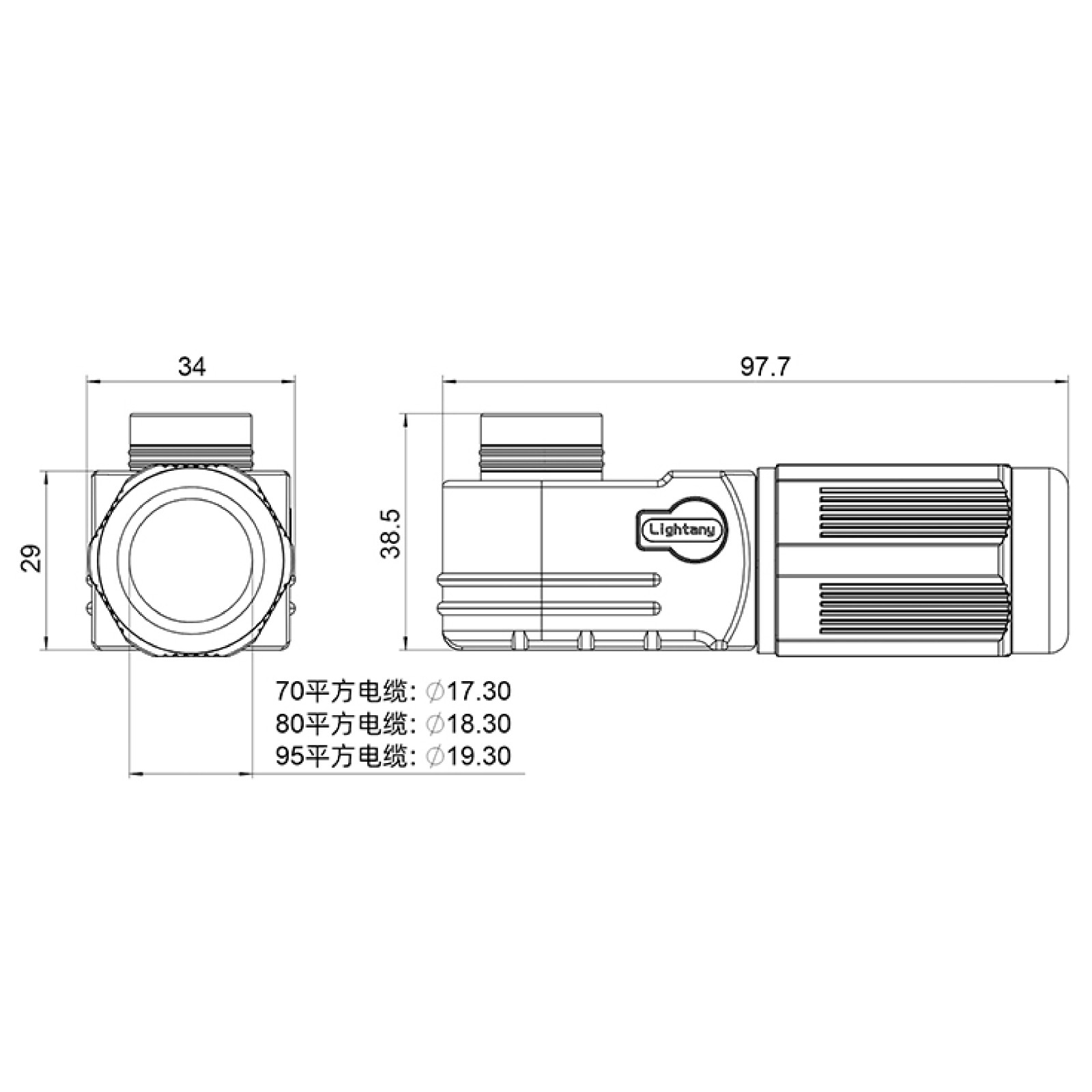 LTC1295-F1RR弯式插头 95平方 350A 红色