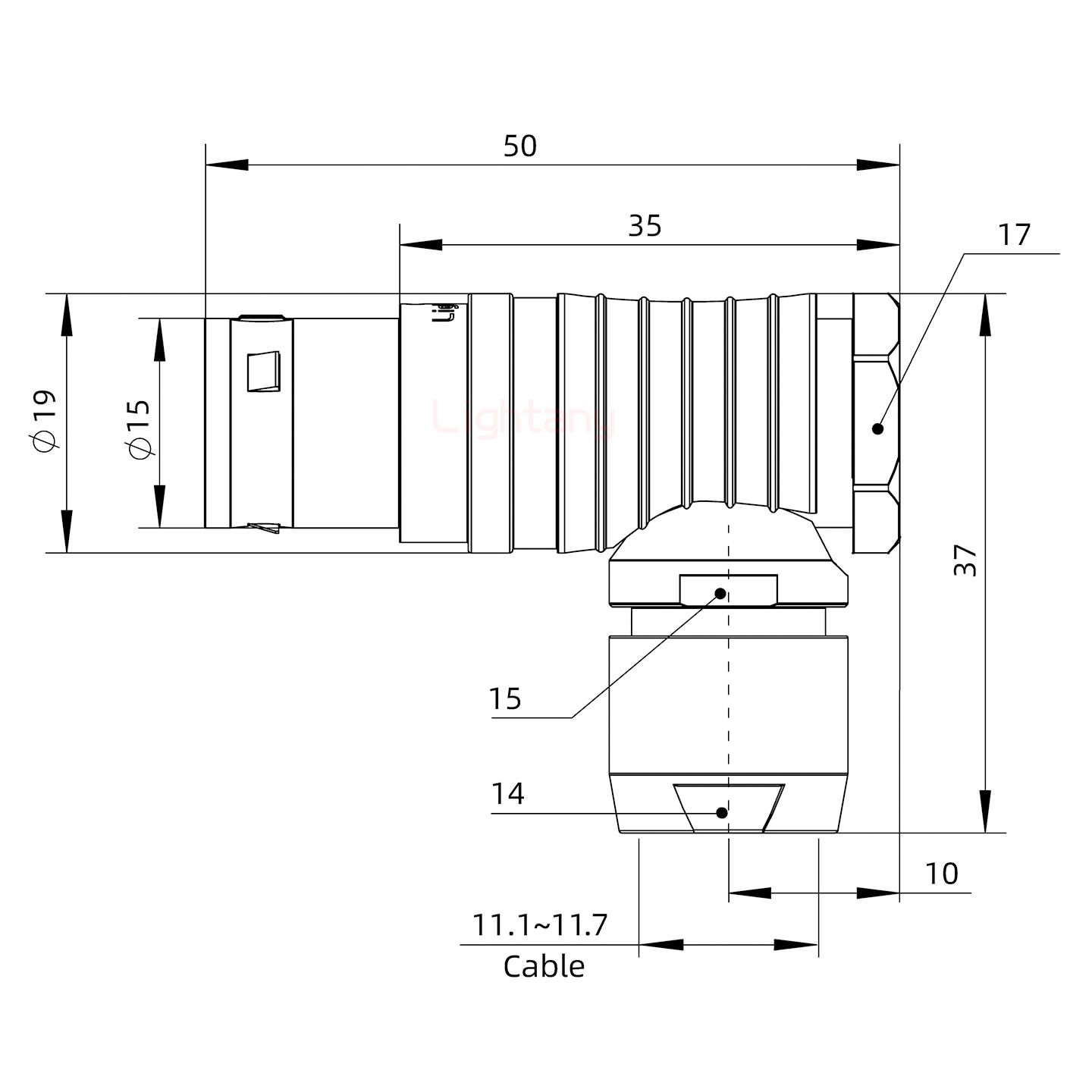 FHG.3B.010.CLAD12弯式插头