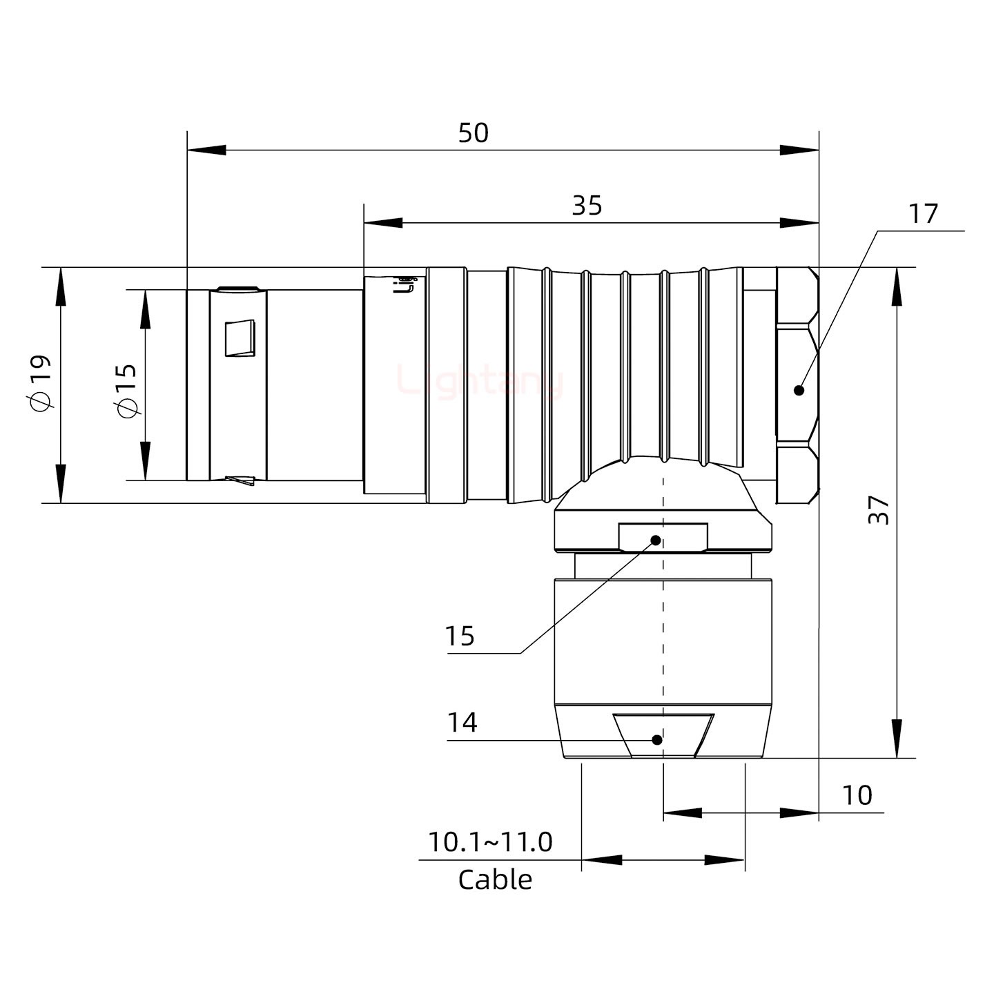 FHG.3B.012.CLAD11弯式插头