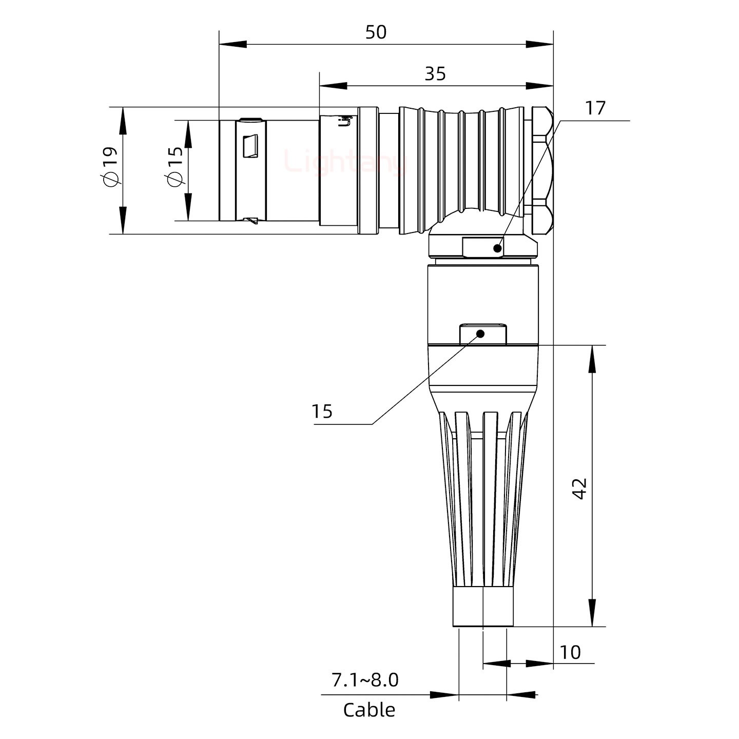 FHG.3B.002.CLAD82Z带护套弯式插头