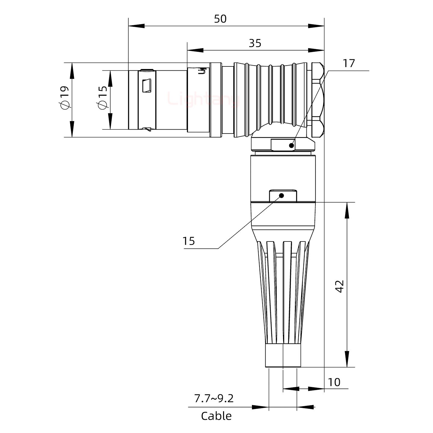 FHG.3B.007.CLAD92Z带护套弯式插头