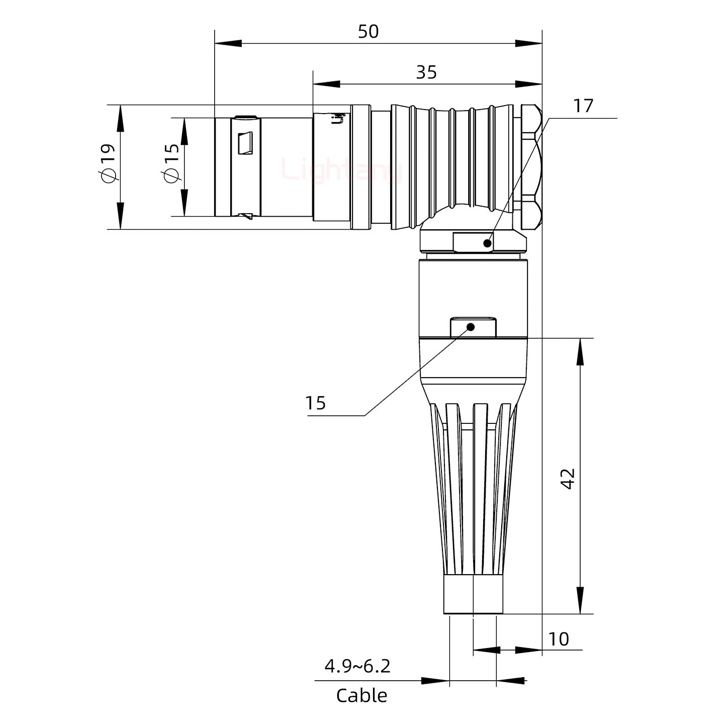 FHG.3B.010.CLAD62Z带护套弯式插头