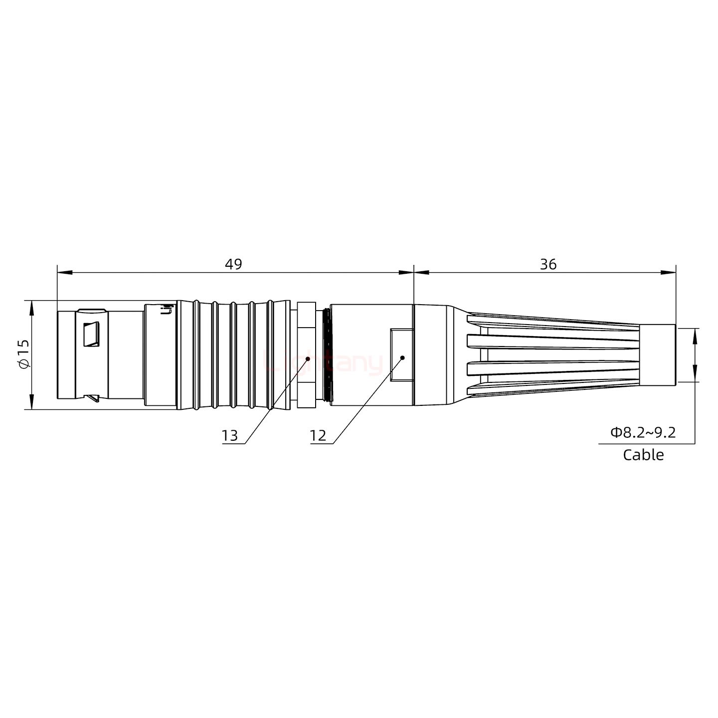 FGG.2B.003.CLAD92Z带护套直式插头