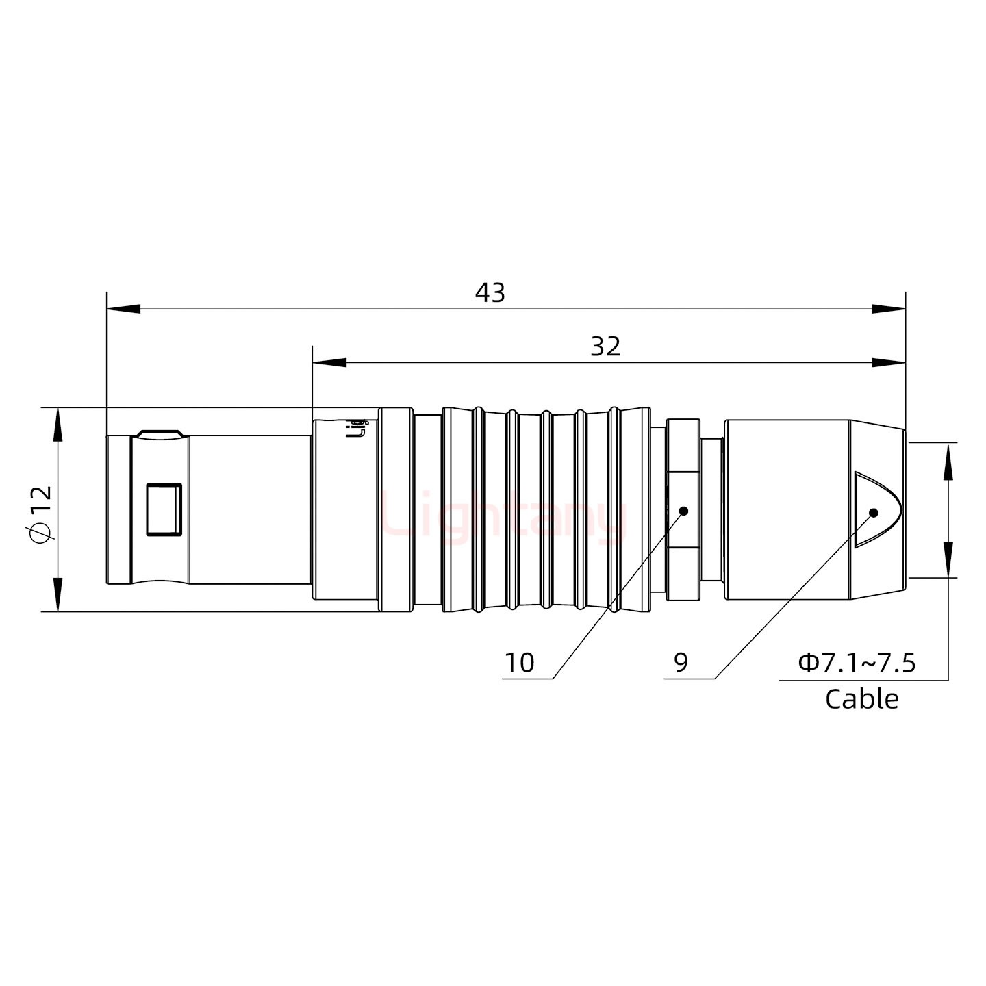 FGG.1B.012.CLAD76推拉自锁直式插头