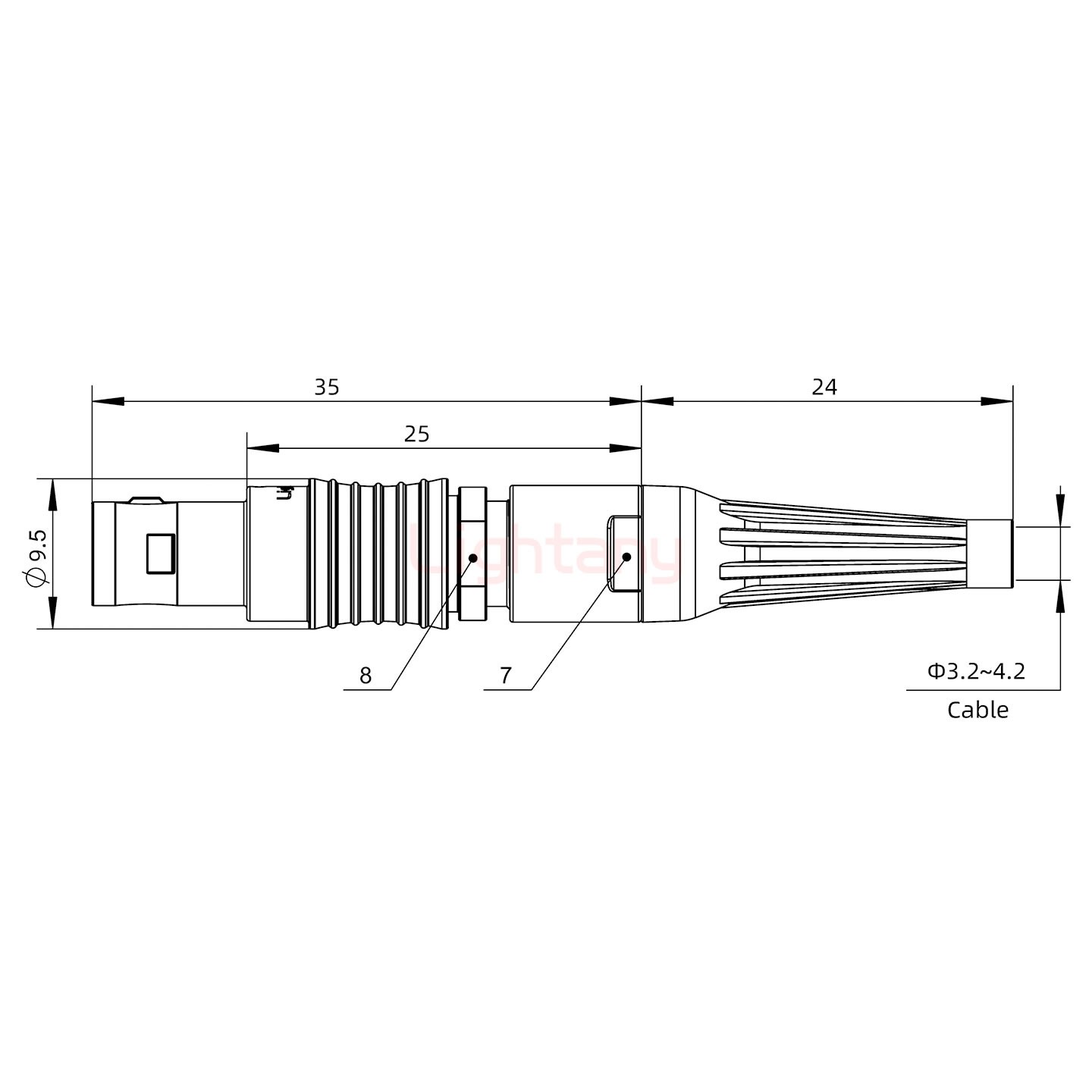 FGG.0B.003.CLAD42Z带护套直式插头