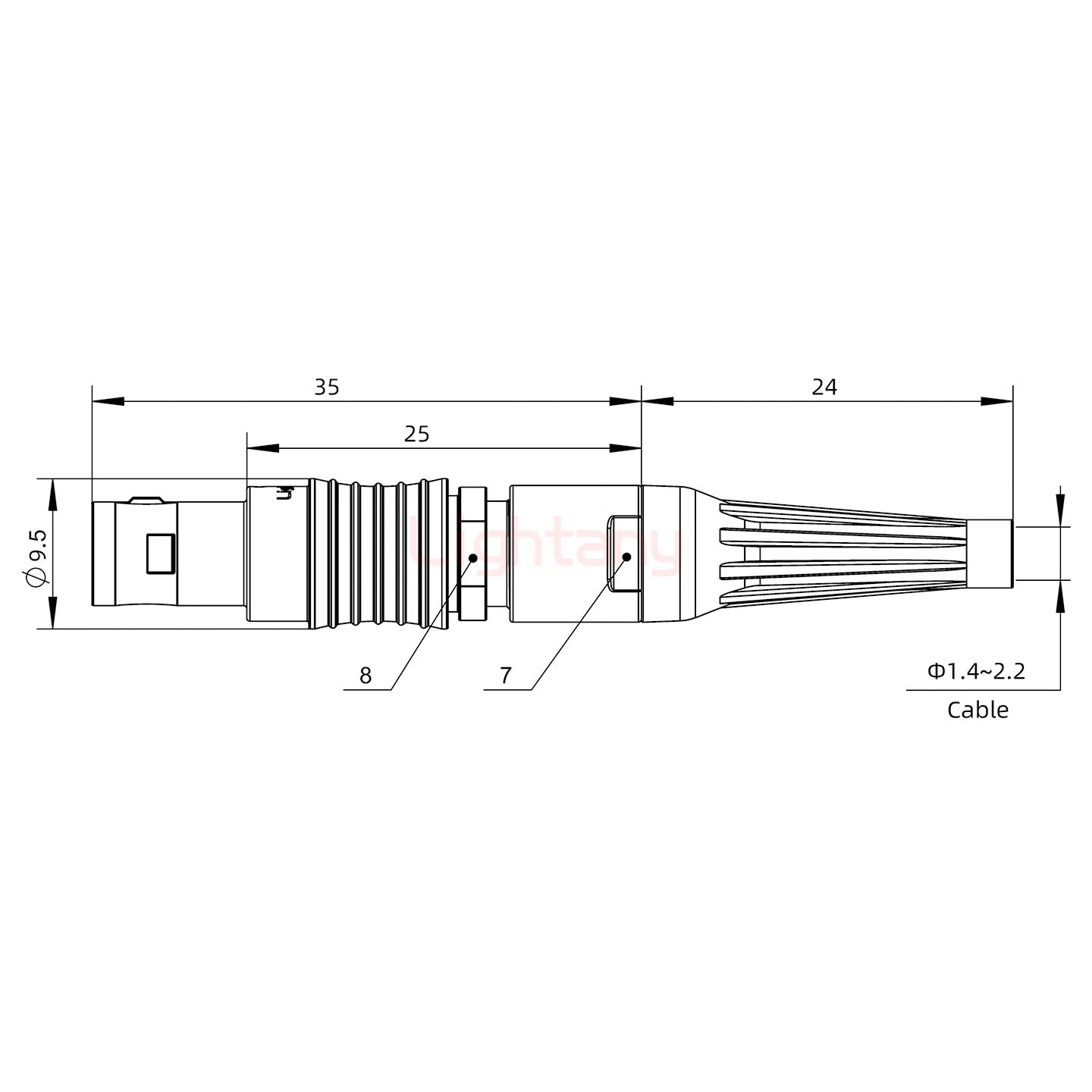 FGG.0B.004.CLAD21Z带护套直式插头