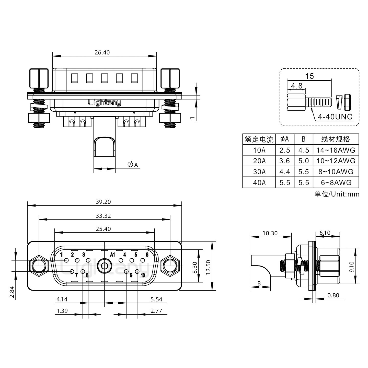 11W1公焊线式/锁螺丝螺母+防水垫片/大电流40A