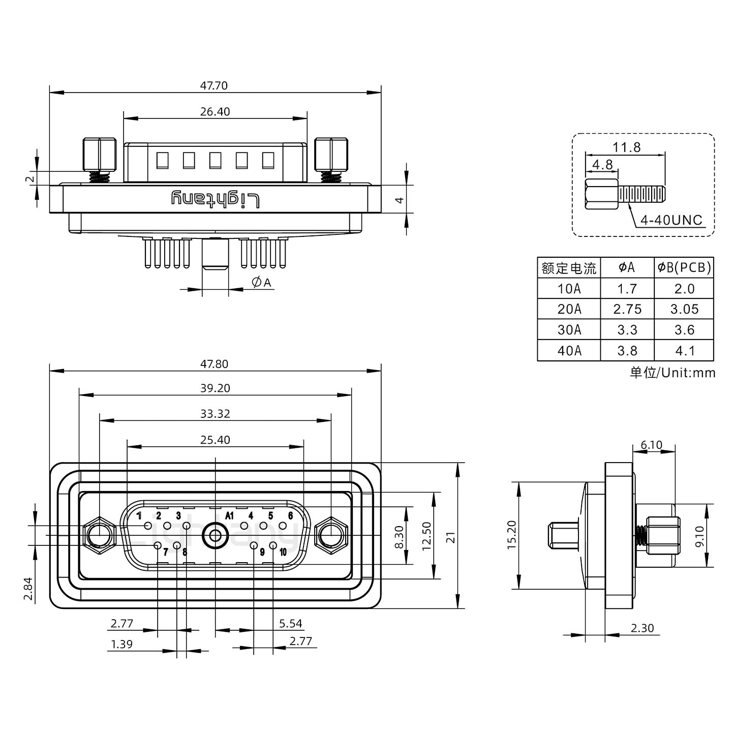 防水11W1公直插板/锁螺丝/大电流40A