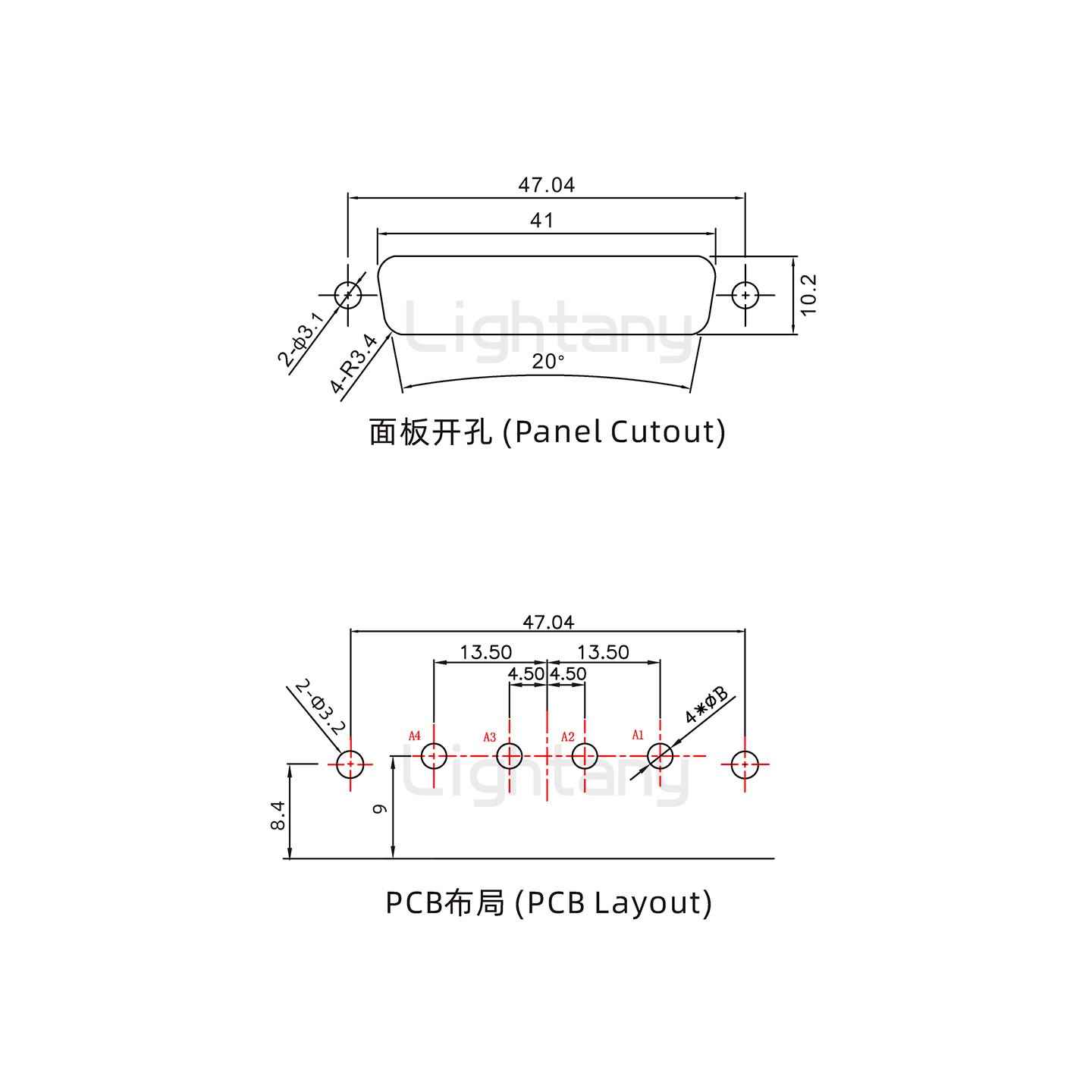 防水4V4母弯插板/锁螺丝/大电流40A