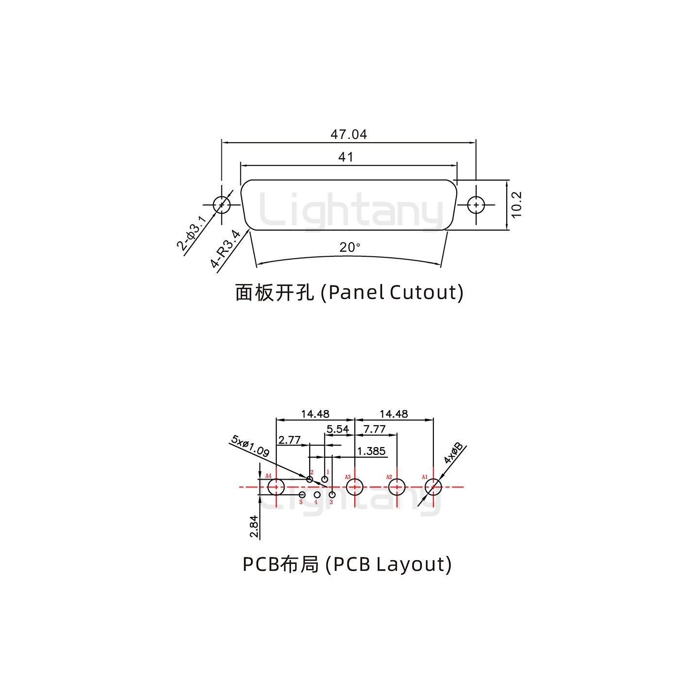 防水9W4母直插板/锁螺丝/大电流40A