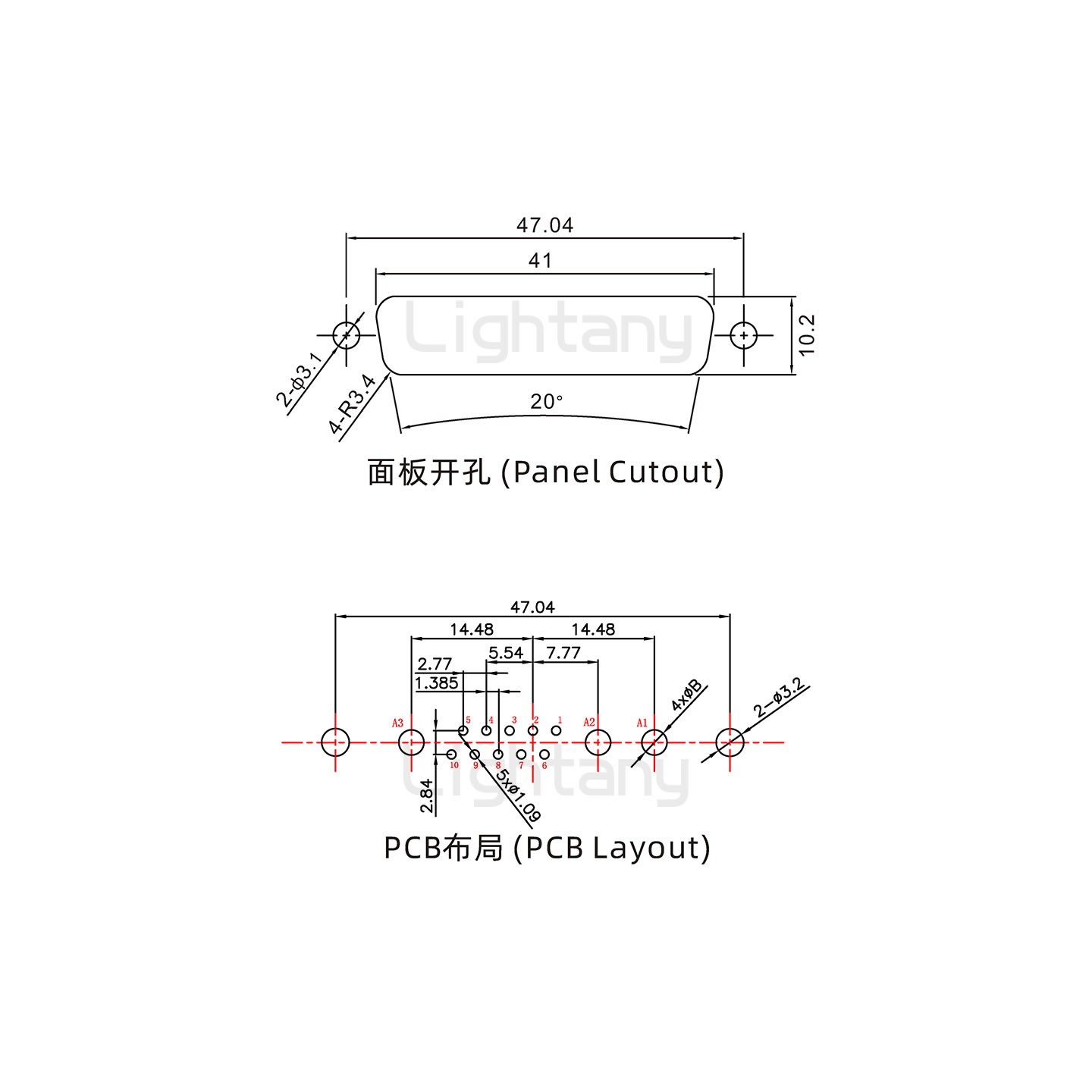 防水13W3母直插板/铆鱼叉/锁螺丝/大电流40A