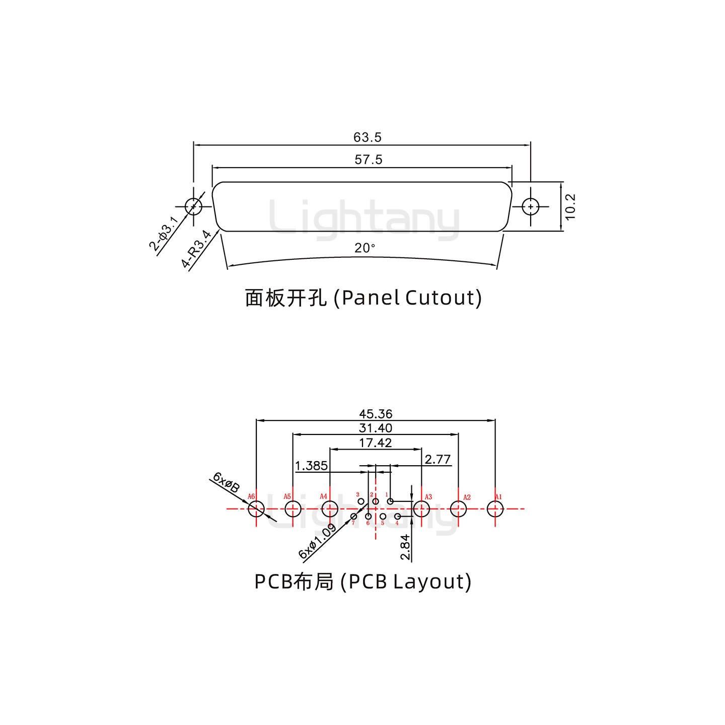 防水13W6A母直插板/锁螺丝/大电流40A