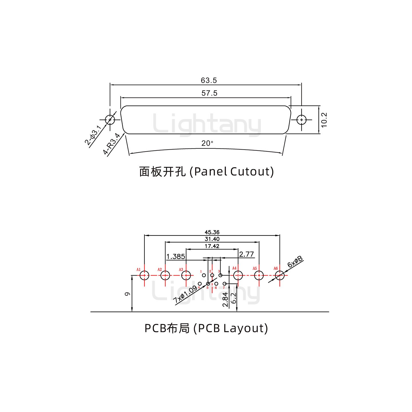 防水13W6A公弯插板/锁螺丝/大电流40A