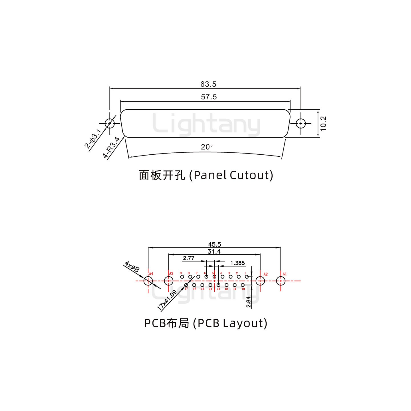 防水21W4母直插板/锁螺丝/大电流40A