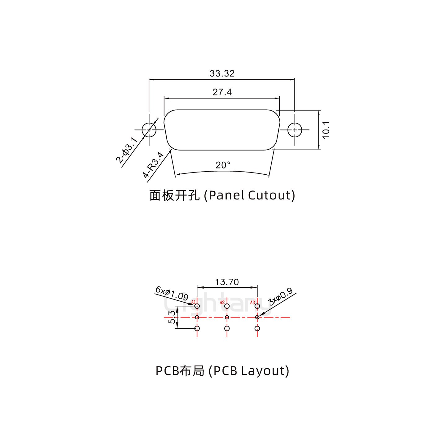 防水3V3公直插板/锁螺丝/射频同轴50欧姆